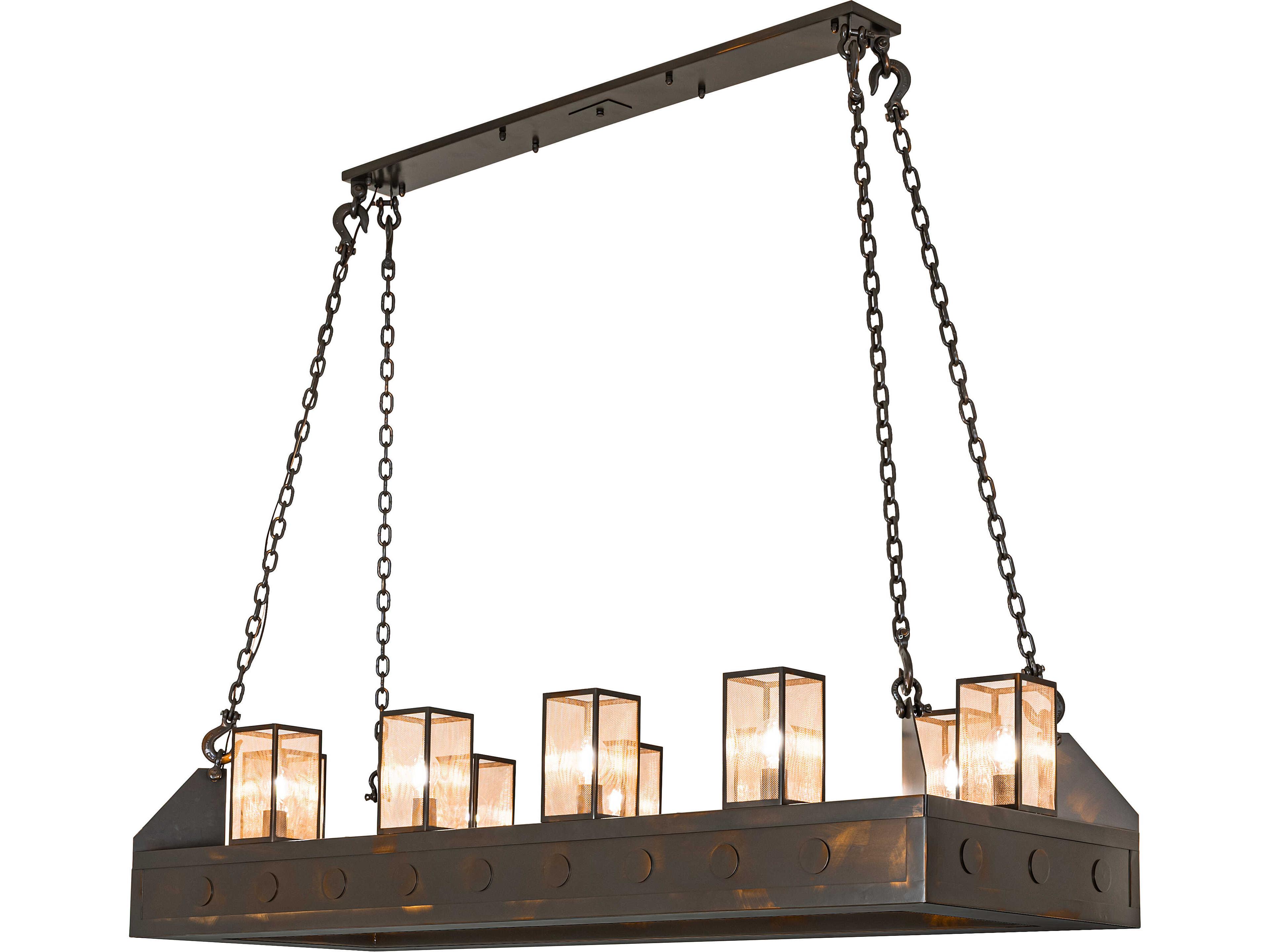 Cassidy 10-Light Copper Mesh Traditional Linear Island Pendant