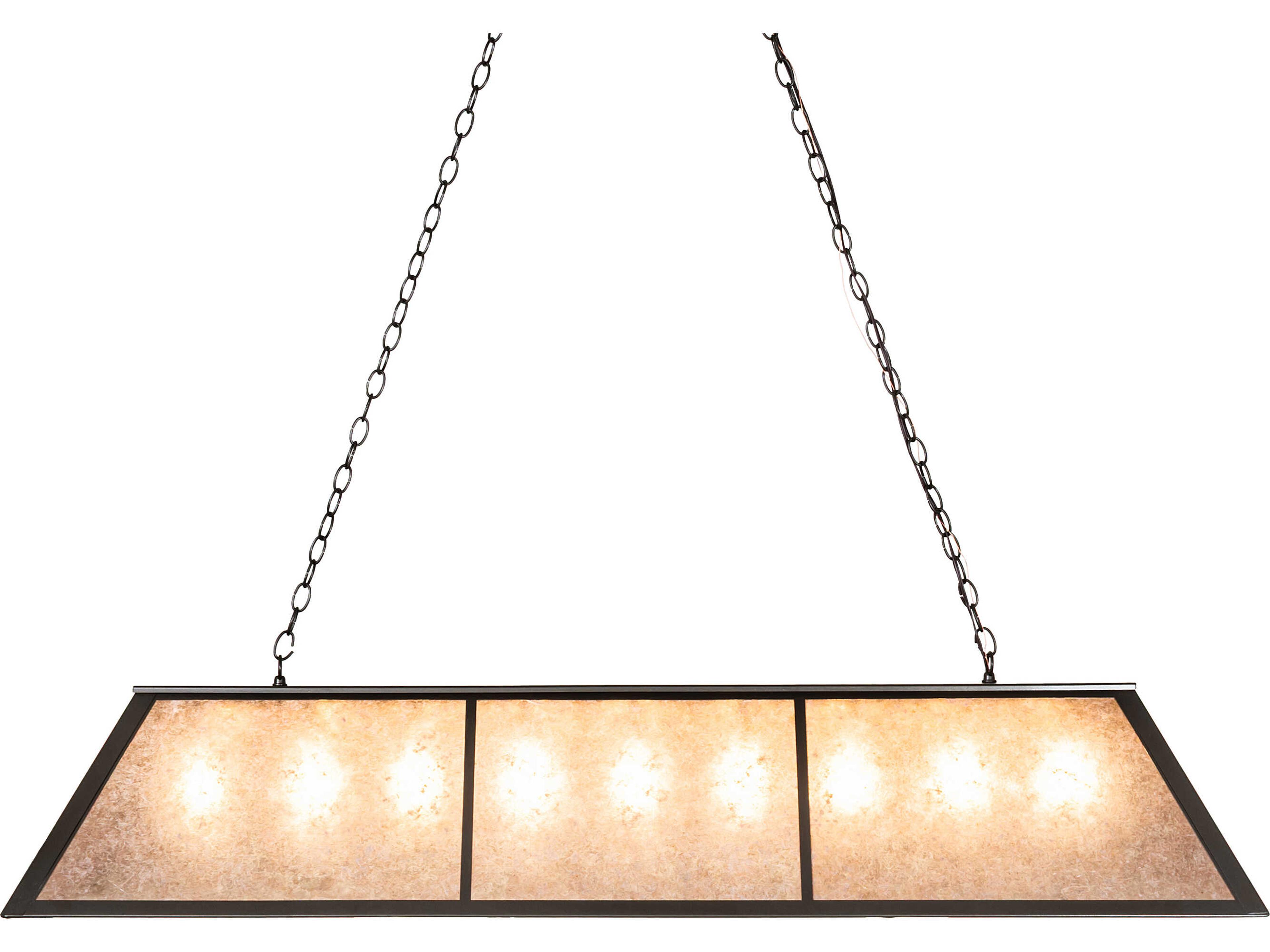 Meyda Tri-panel Tri-Panel 9-Light Silver Mica Bronze Linear Island Pendant