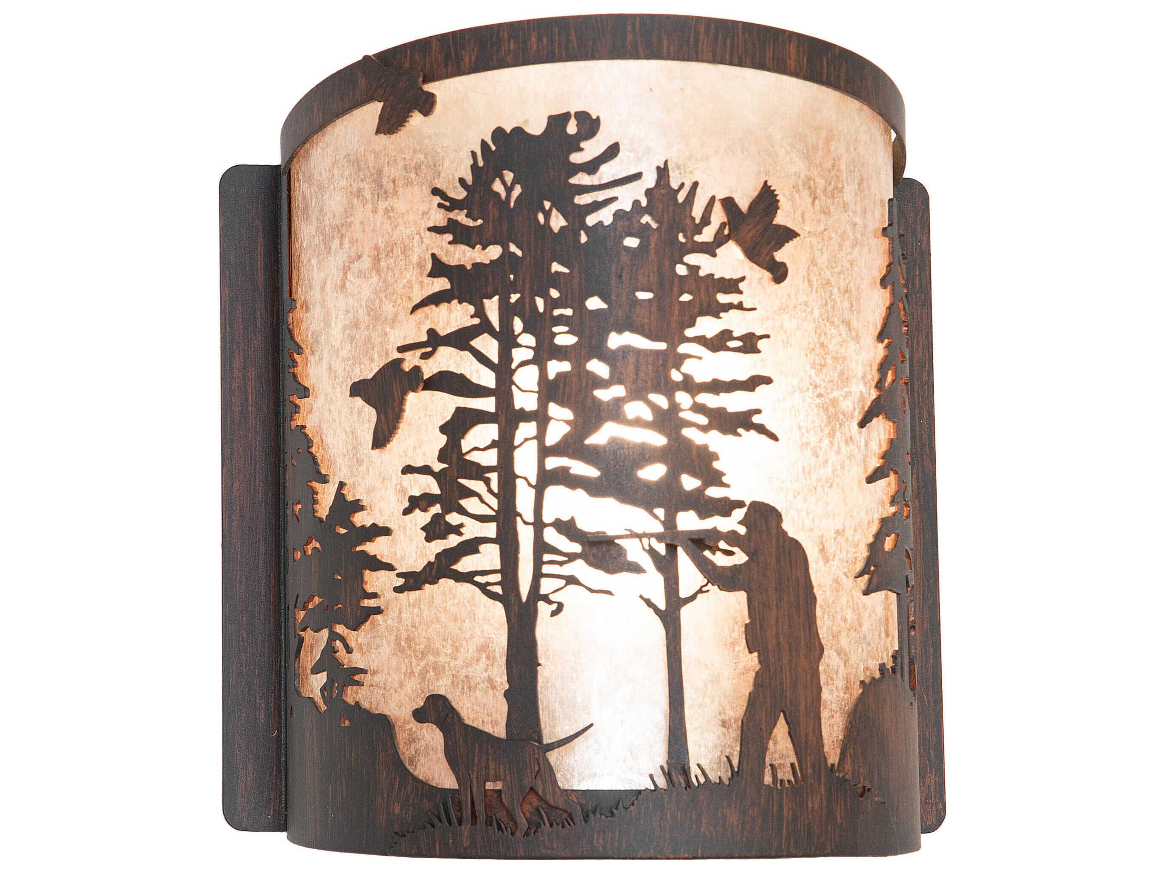 Quail Hunter with Dog 1-Light Driftwood Brown Wall Sconce