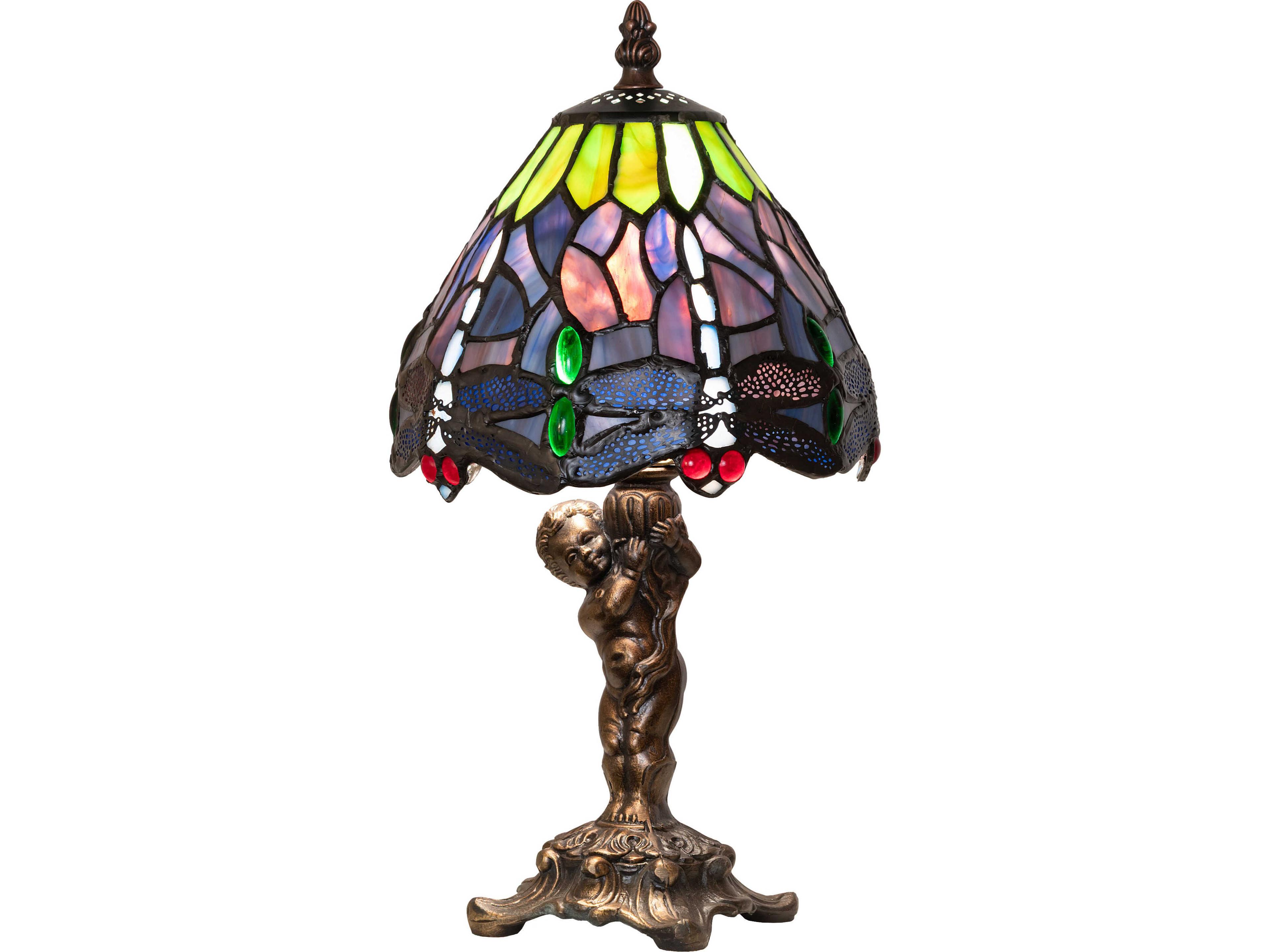 Tiffany Hanginghead Dragonfly Bronze Traditional Table Lamp