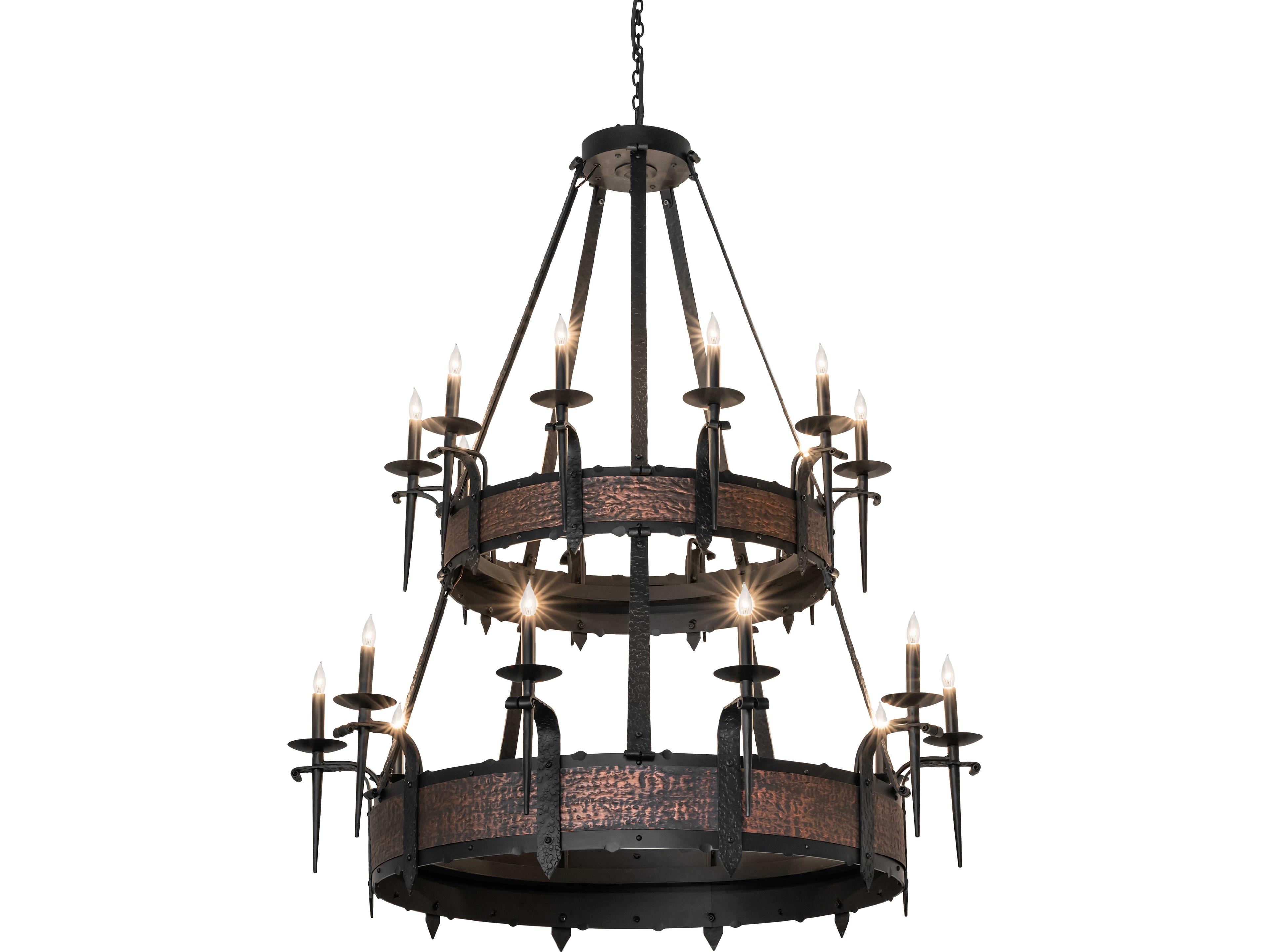 Costello 20-Light Flat Black blackened Textured Copper Traditional Candelabra Tiered Chandelier