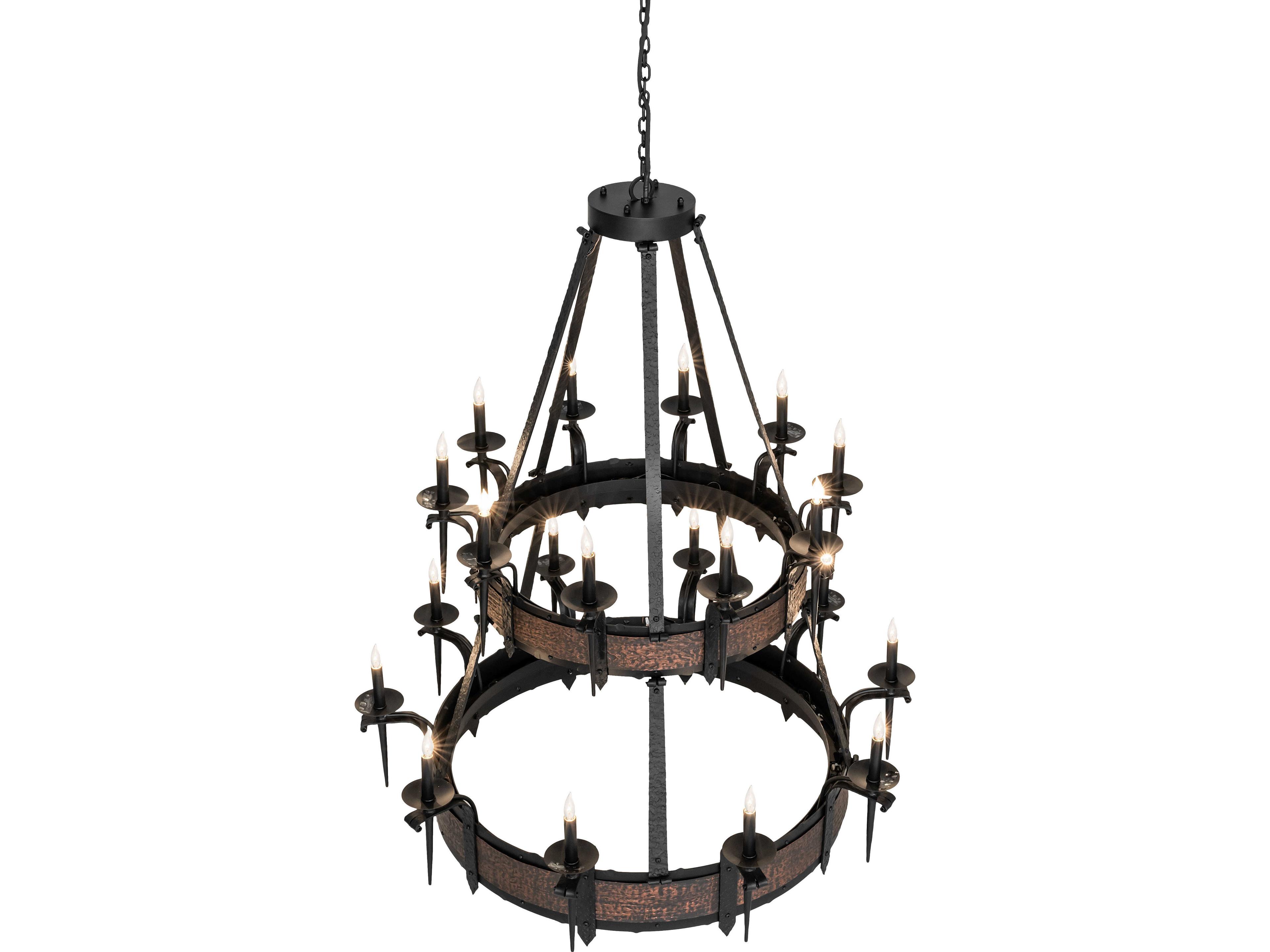 Meyda Costello 20-Light Flat Black blackened Textured Copper Traditional Candelabra Tiered Chandelier