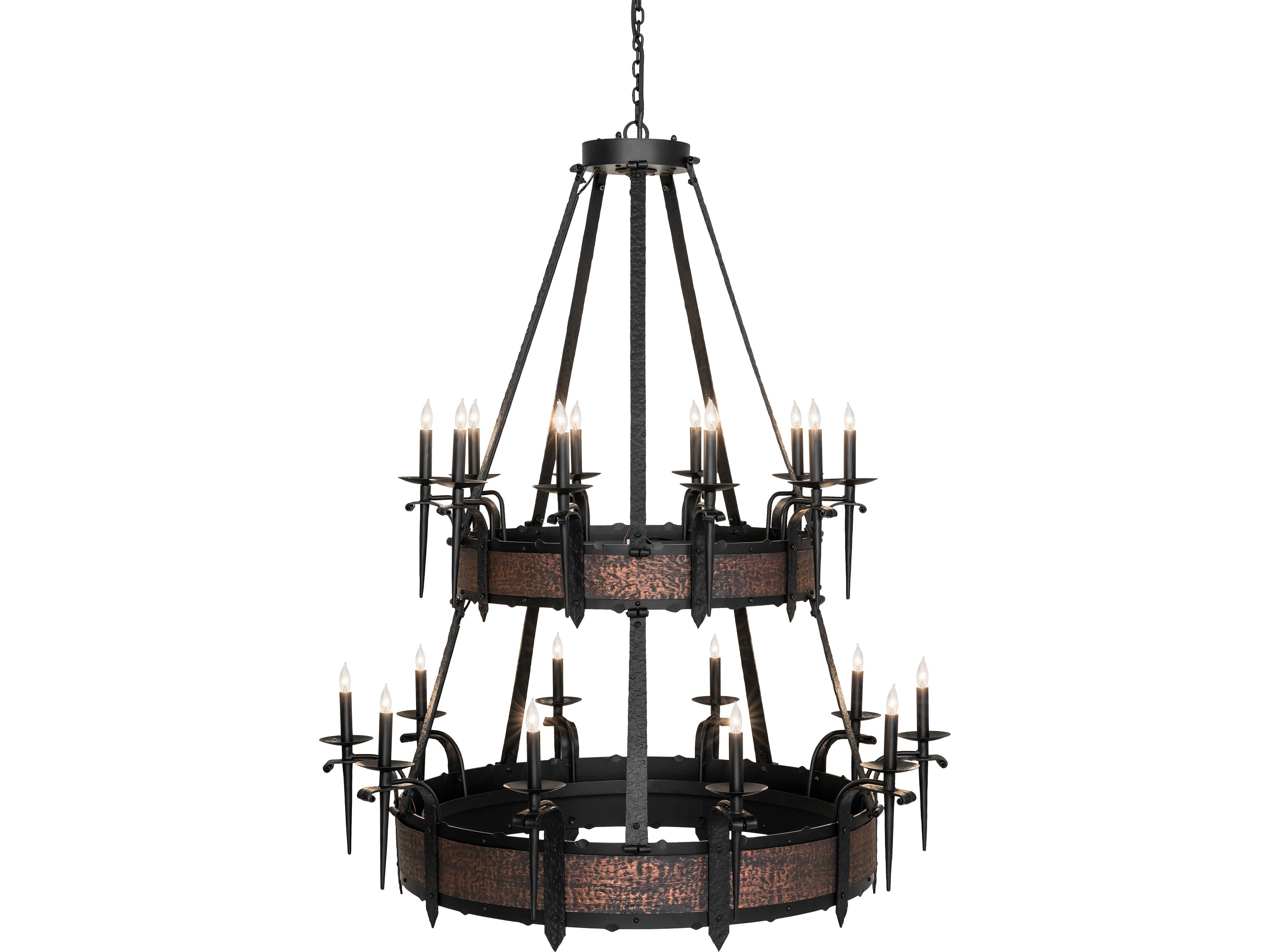 Meyda Costello 20-Light Flat Black blackened Textured Copper Traditional Candelabra Tiered Chandelier