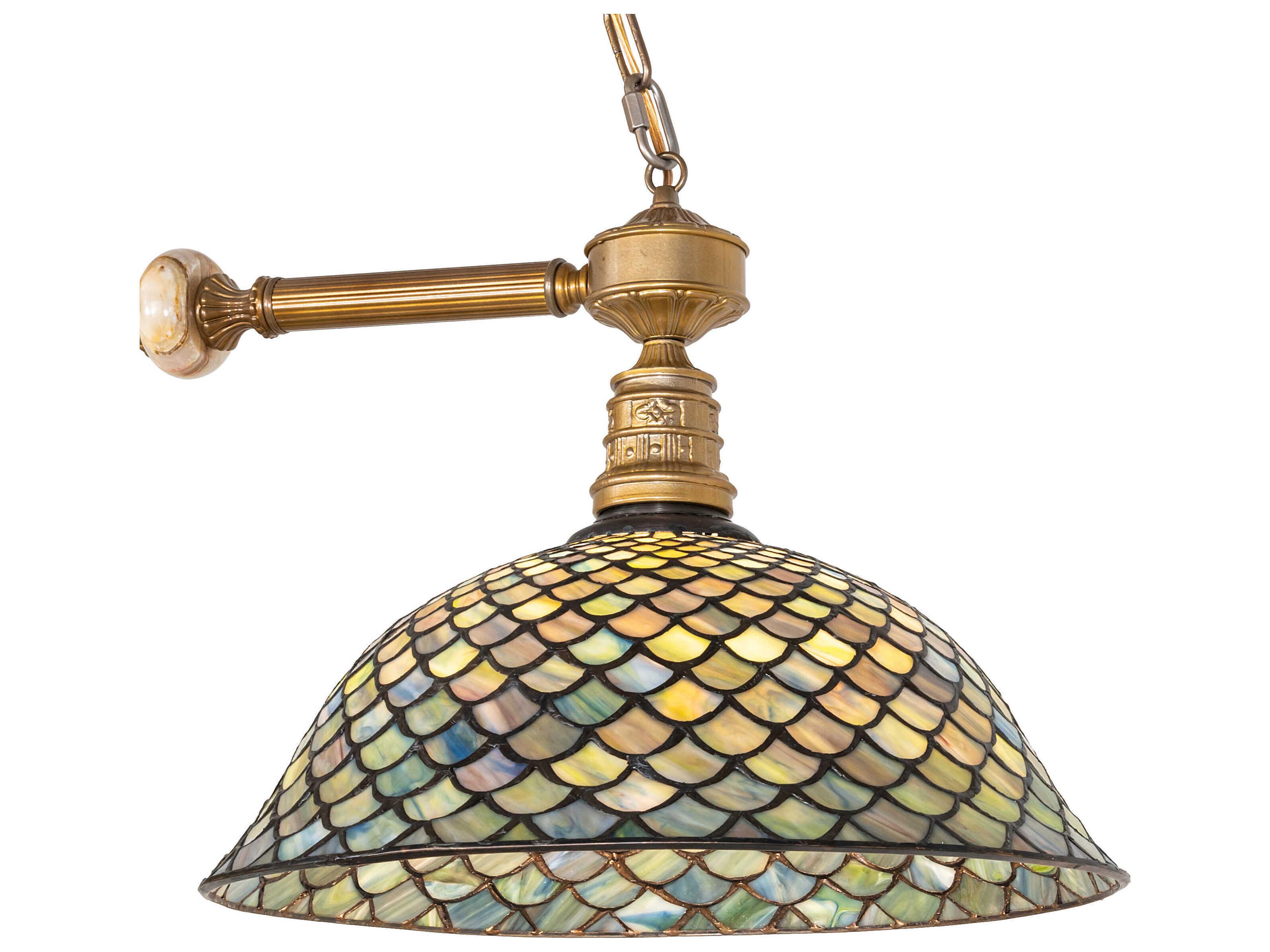Meyda Tiffany Fishscale 2-Light Brass Powder Coat Island Pendant