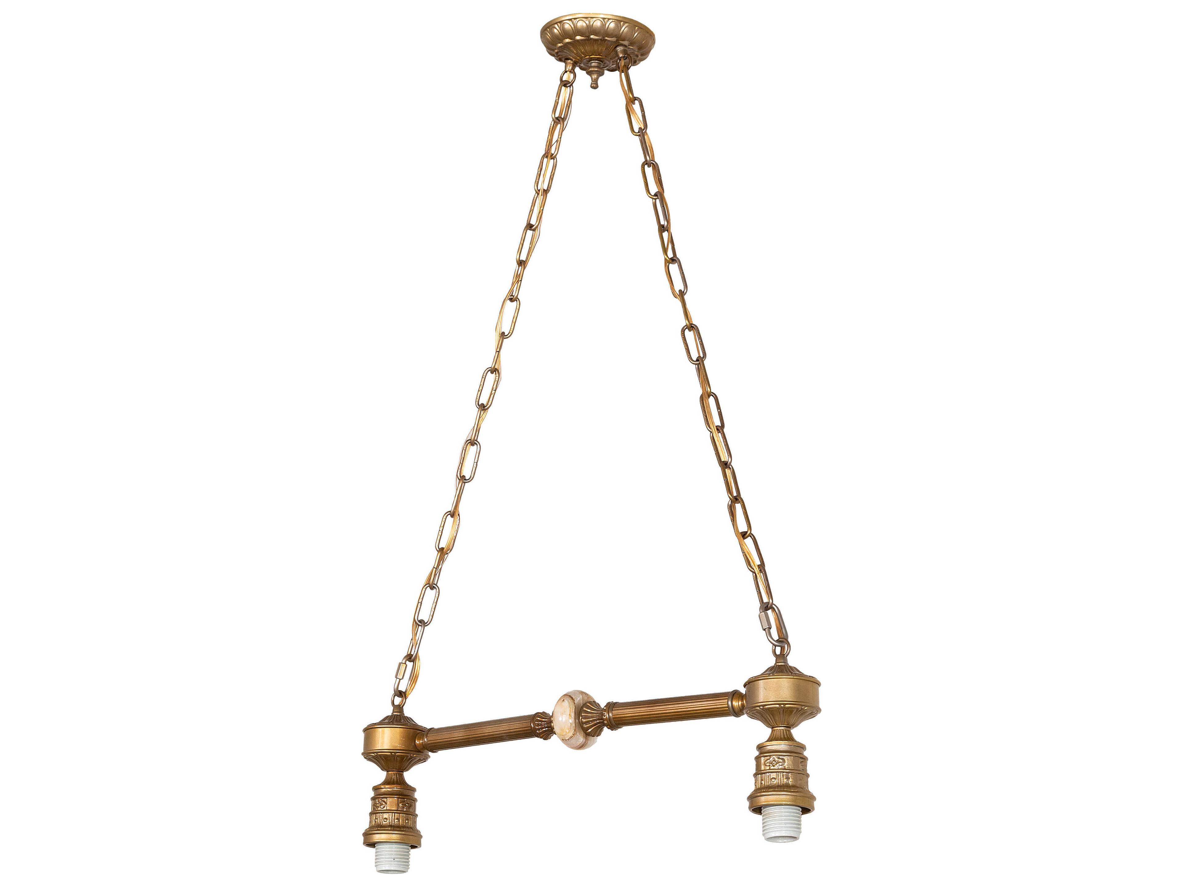 Victorian 2-Light Brass Powder Coat Island Pendant