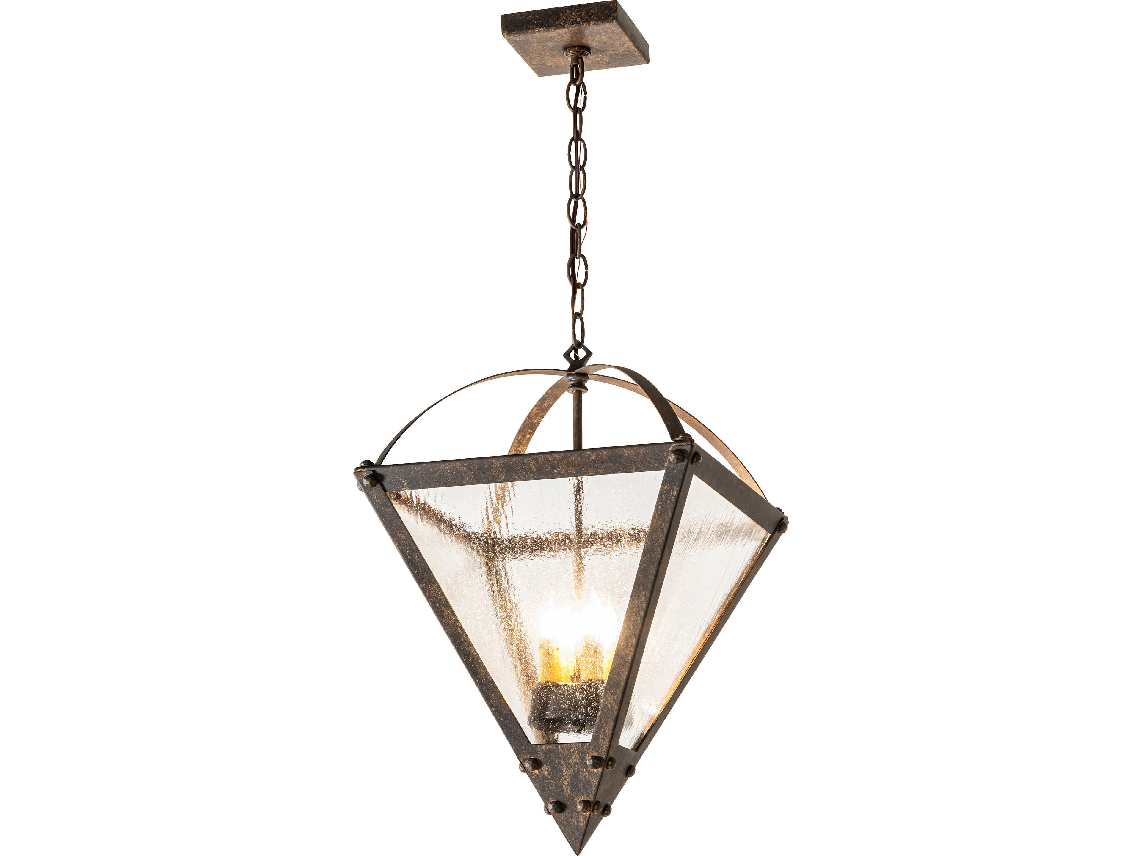 Meyda Pyramid 4-Light Clear Seeded Glass Brown Traditional Pendant