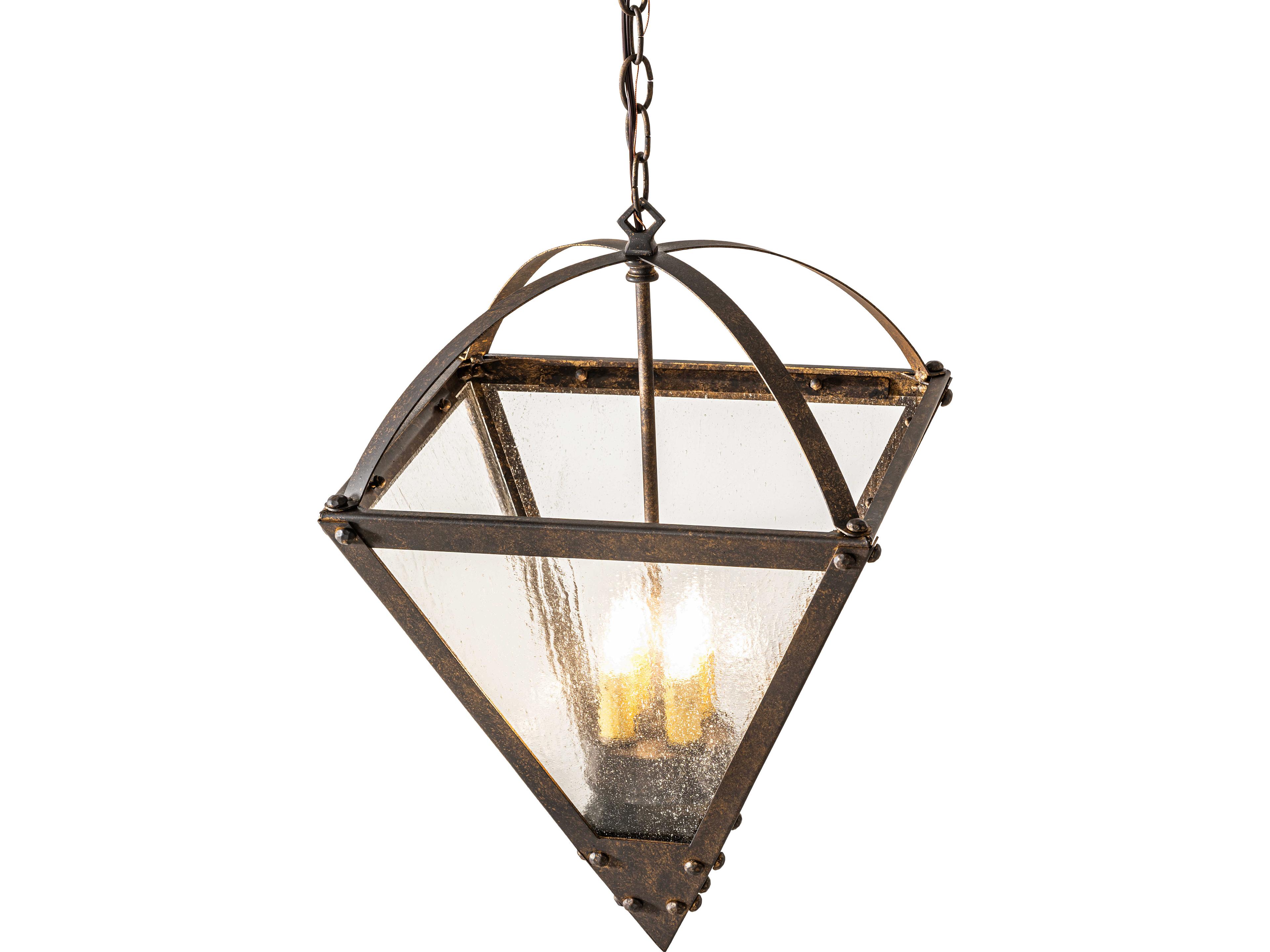Meyda Pyramid 4-Light Clear Seeded Glass Brown Traditional Pendant