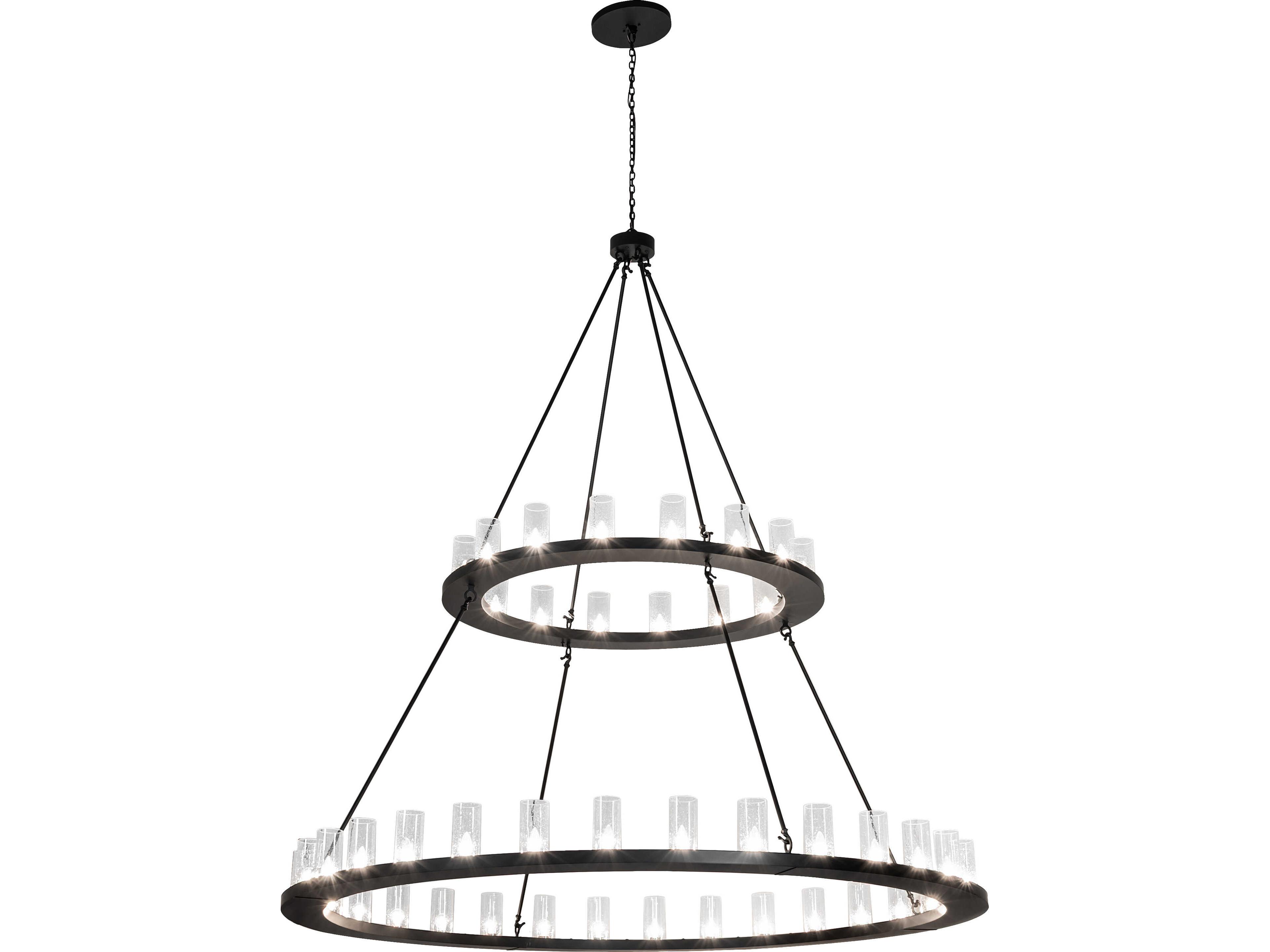 Meyda Loxley 48-Light Clear Seeded Glass Black Tiered Chandelier