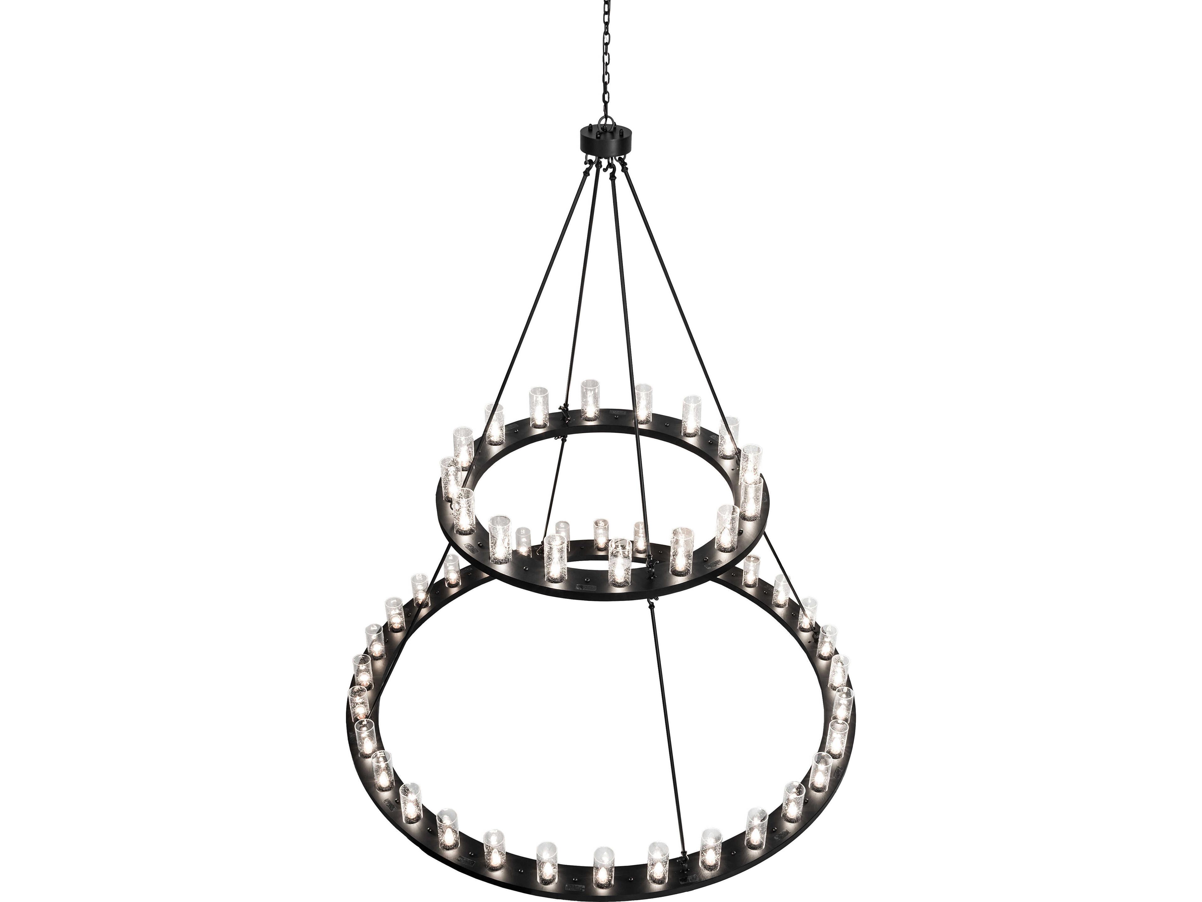 Meyda Loxley 48-Light Clear Seeded Glass Black Tiered Chandelier