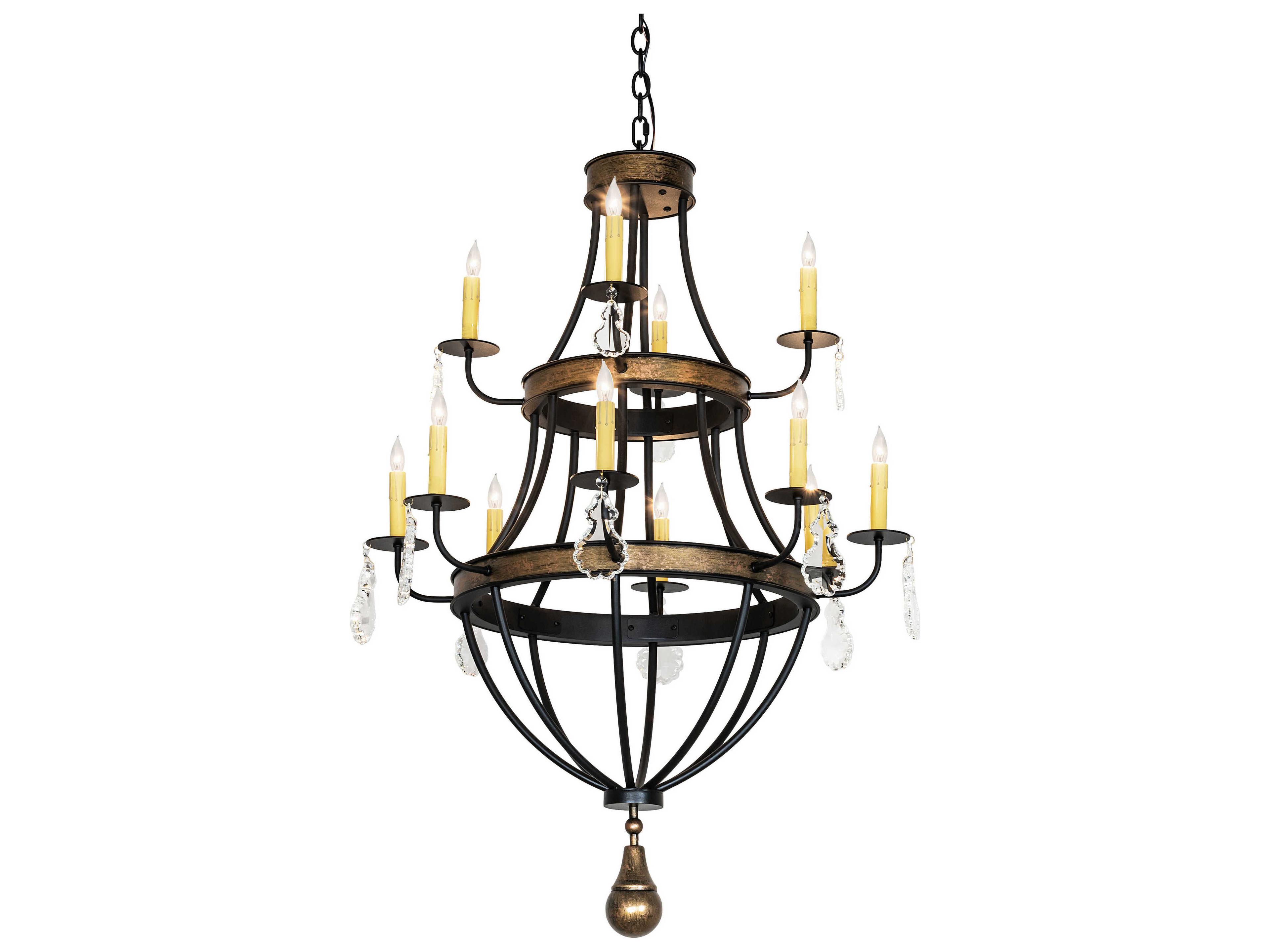 Georgetown 12-Light Textured Black Brushed Gold Chandelier