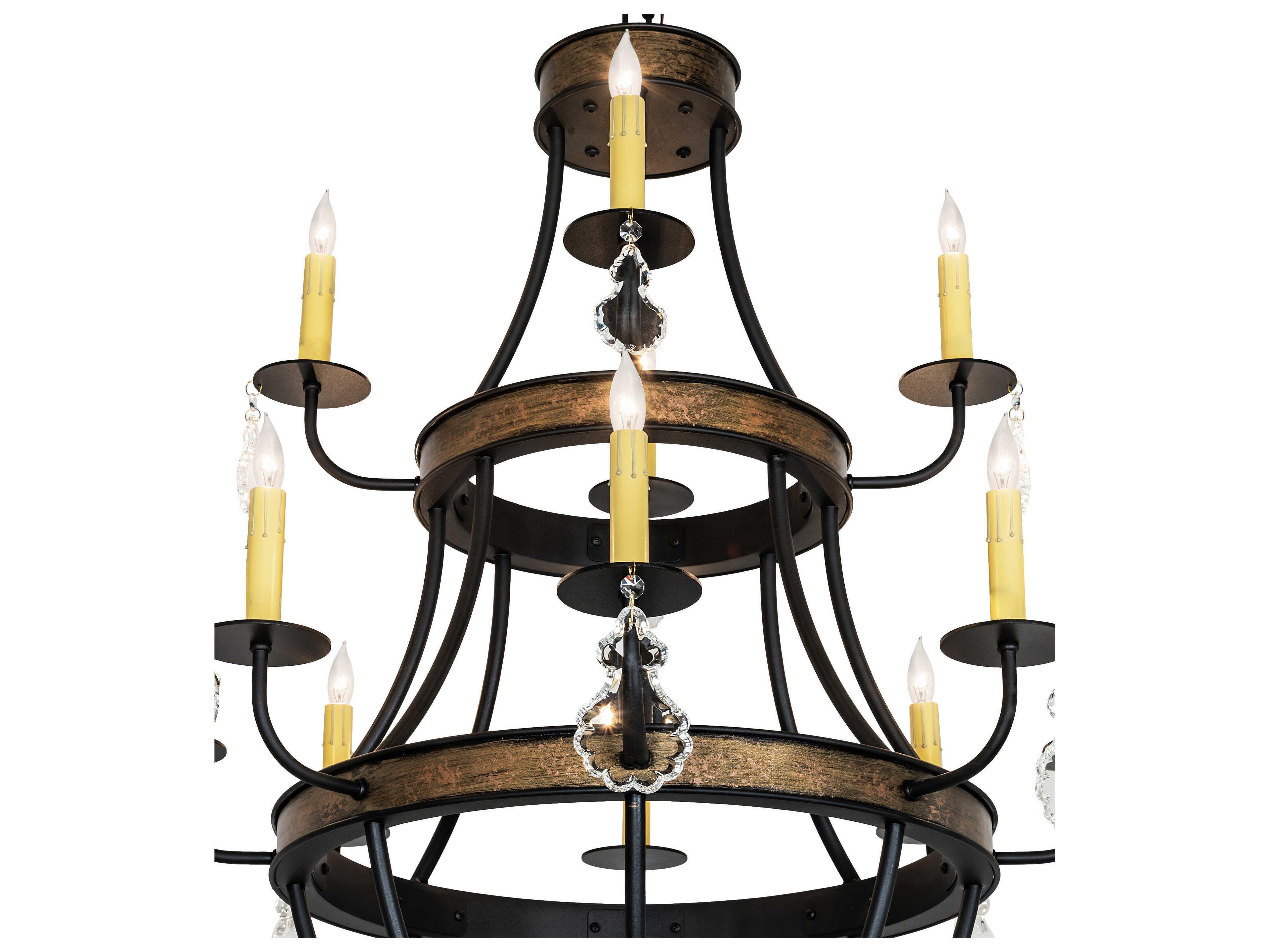 Meyda Georgetown 12-Light Textured Black Brushed Gold Chandelier