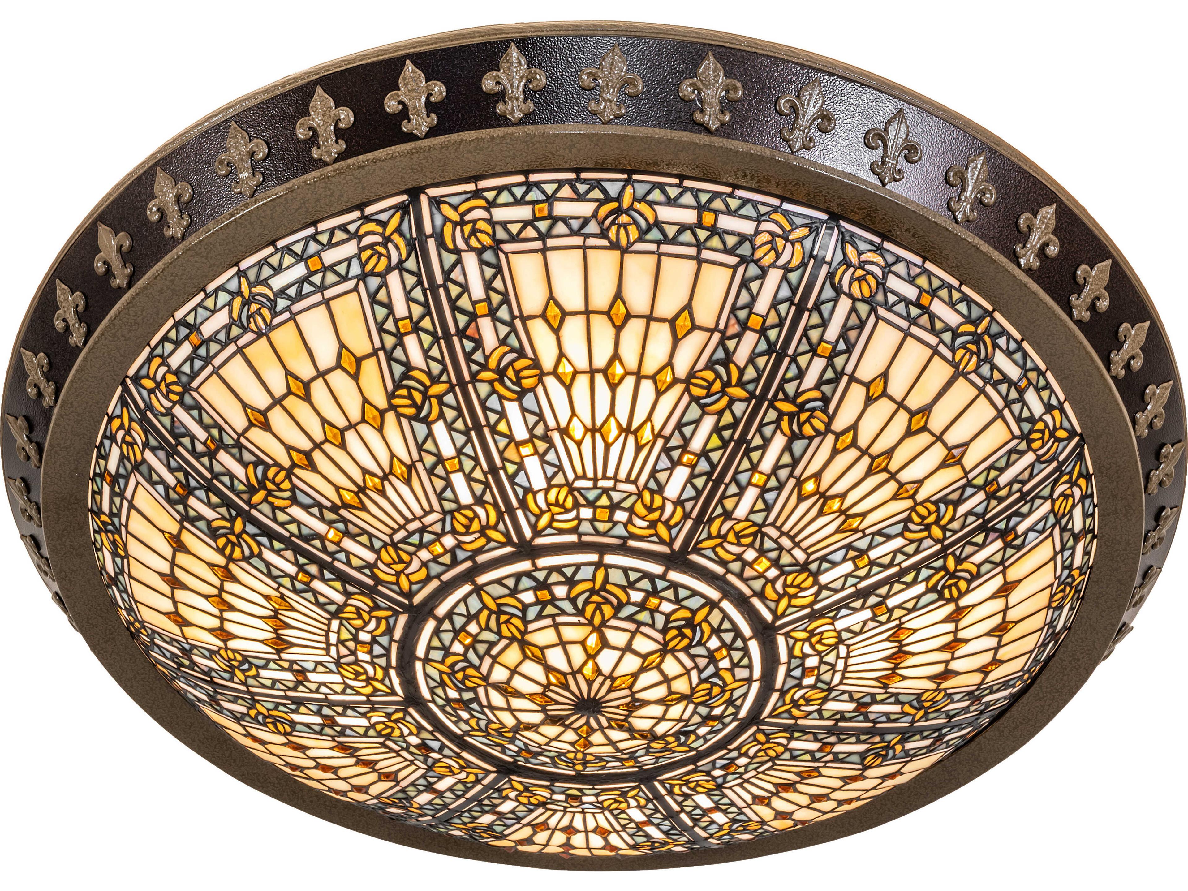 Meyda Fleur-de-lis 4-Light Copper Traditional Semi Flush Mount