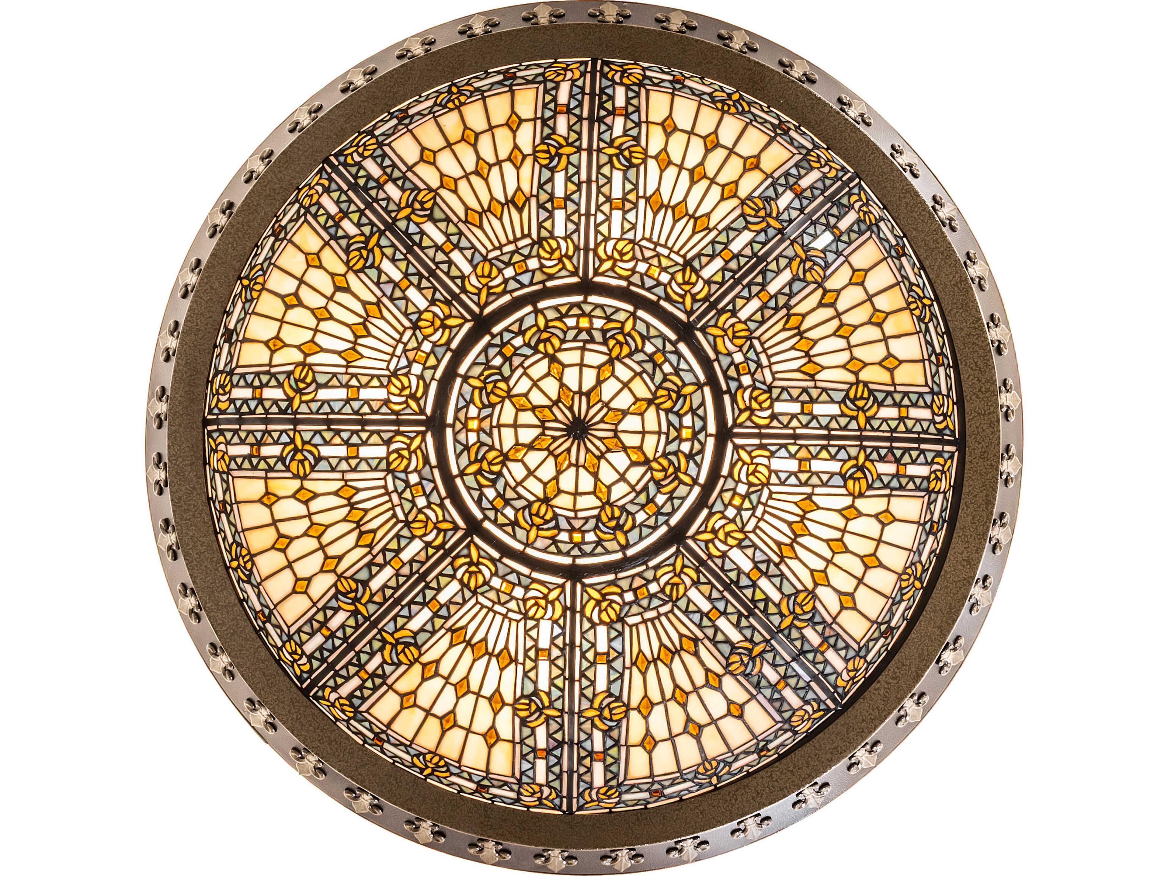 Meyda Fleur-de-lis 4-Light Copper Traditional Semi Flush Mount