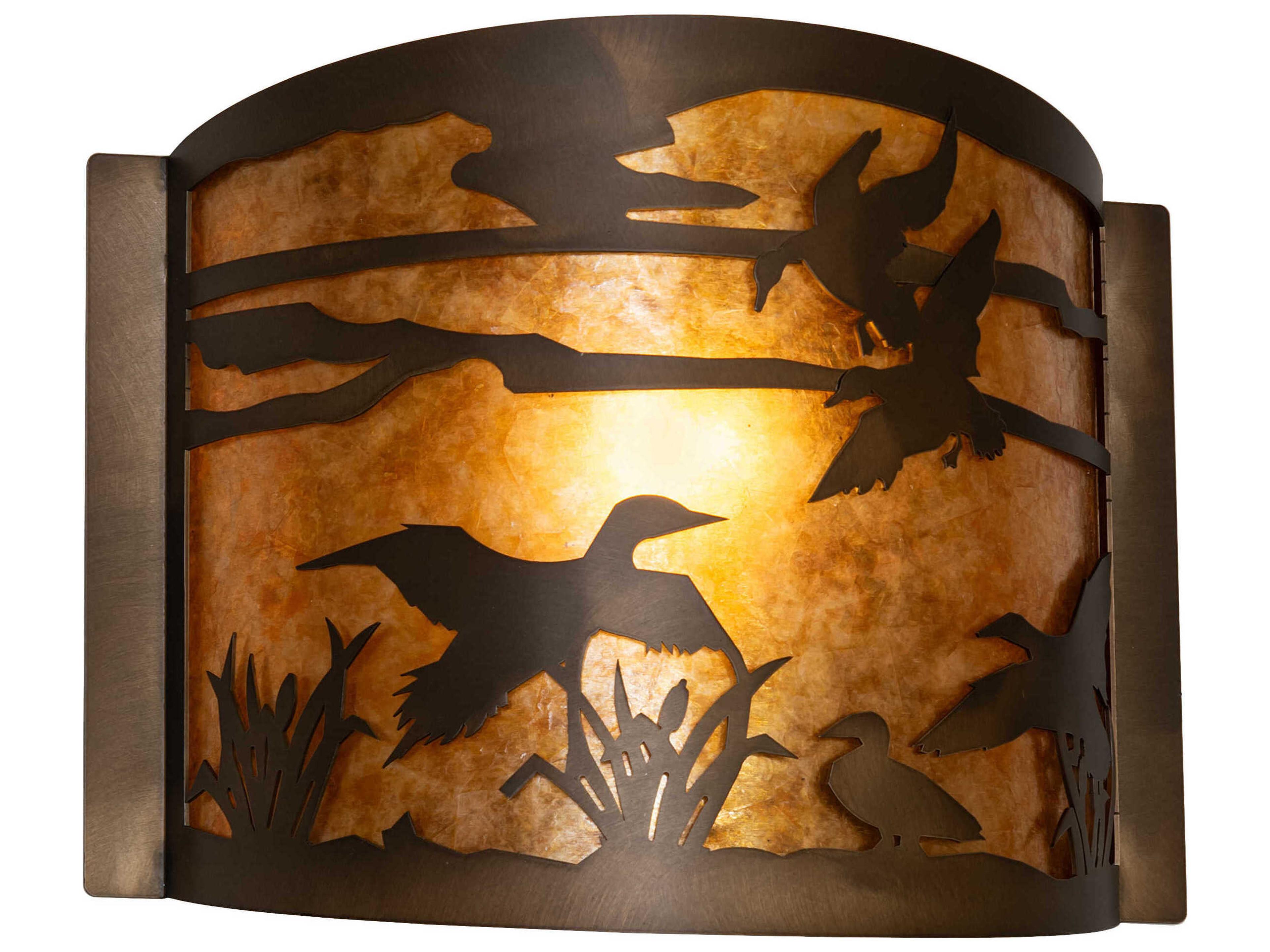 Ducks In Flight 1-Light Antique Copper Wall Sconce