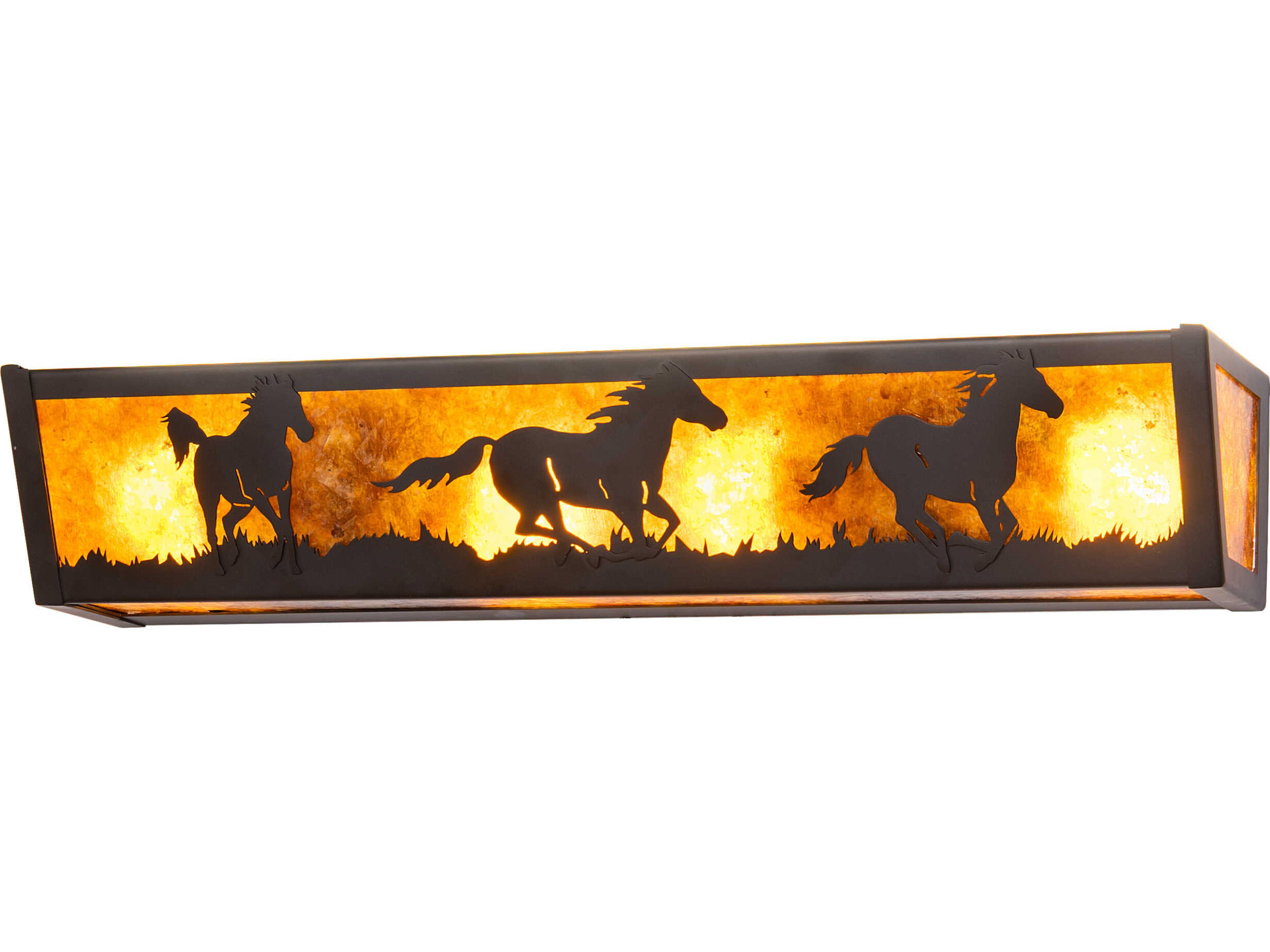 Running Horses 4-Light Amber Mica Bronze Vanity Light
