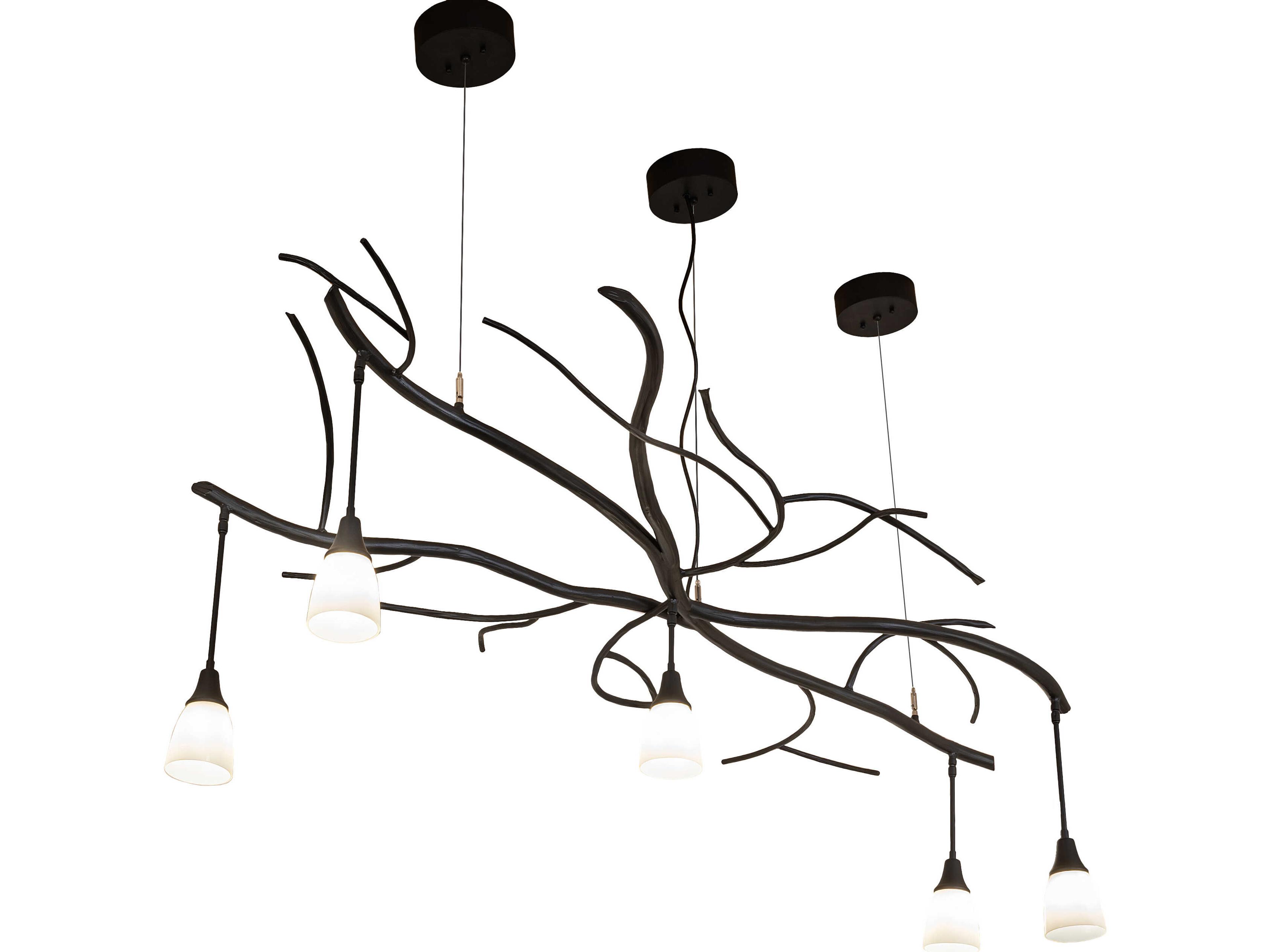 Winter Solstice 5-Light White Opal Glass Black Linear Island Pendant