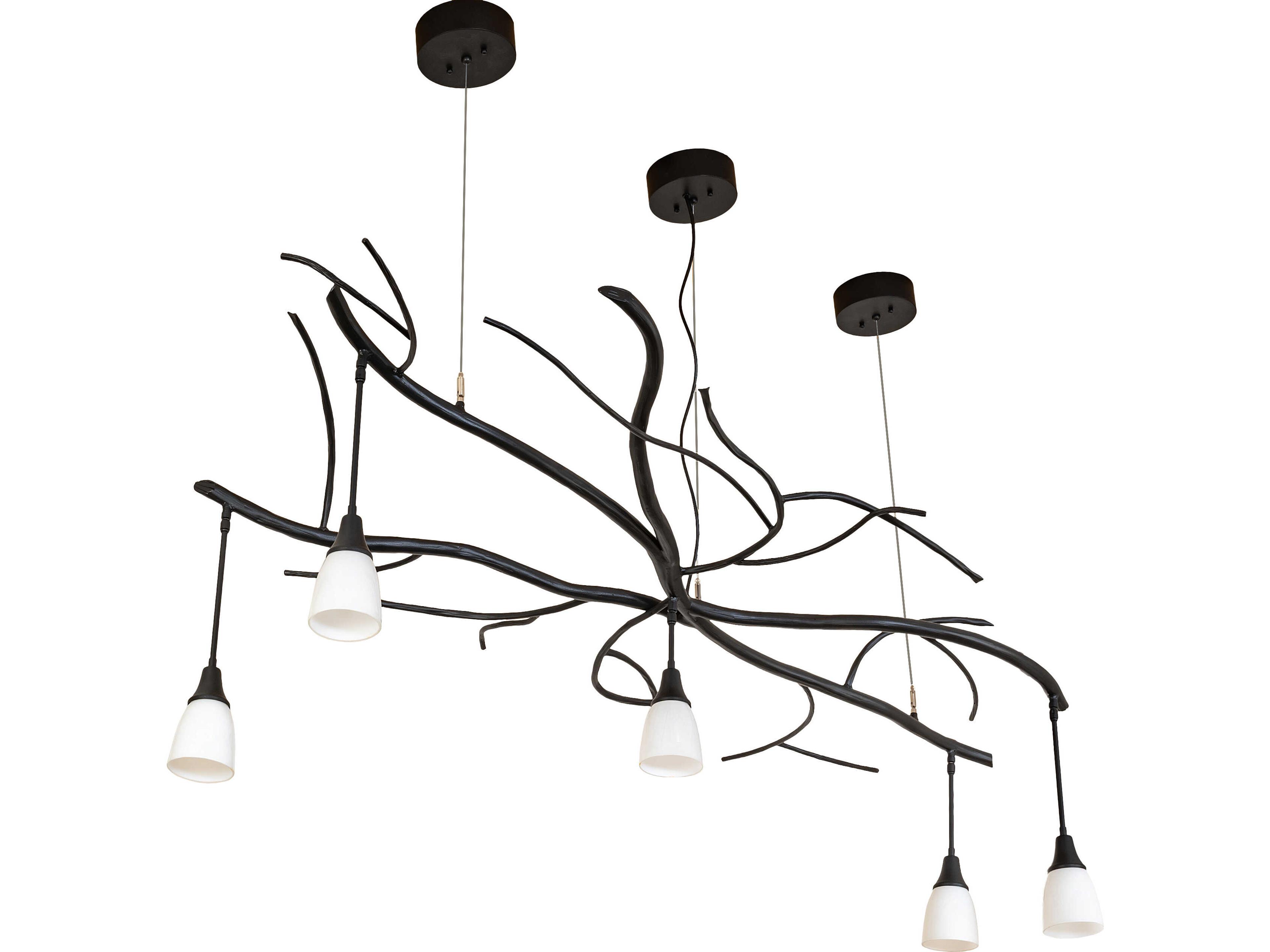 Meyda Winter Solstice 5-Light White Opal Glass Black Linear Island Pendant