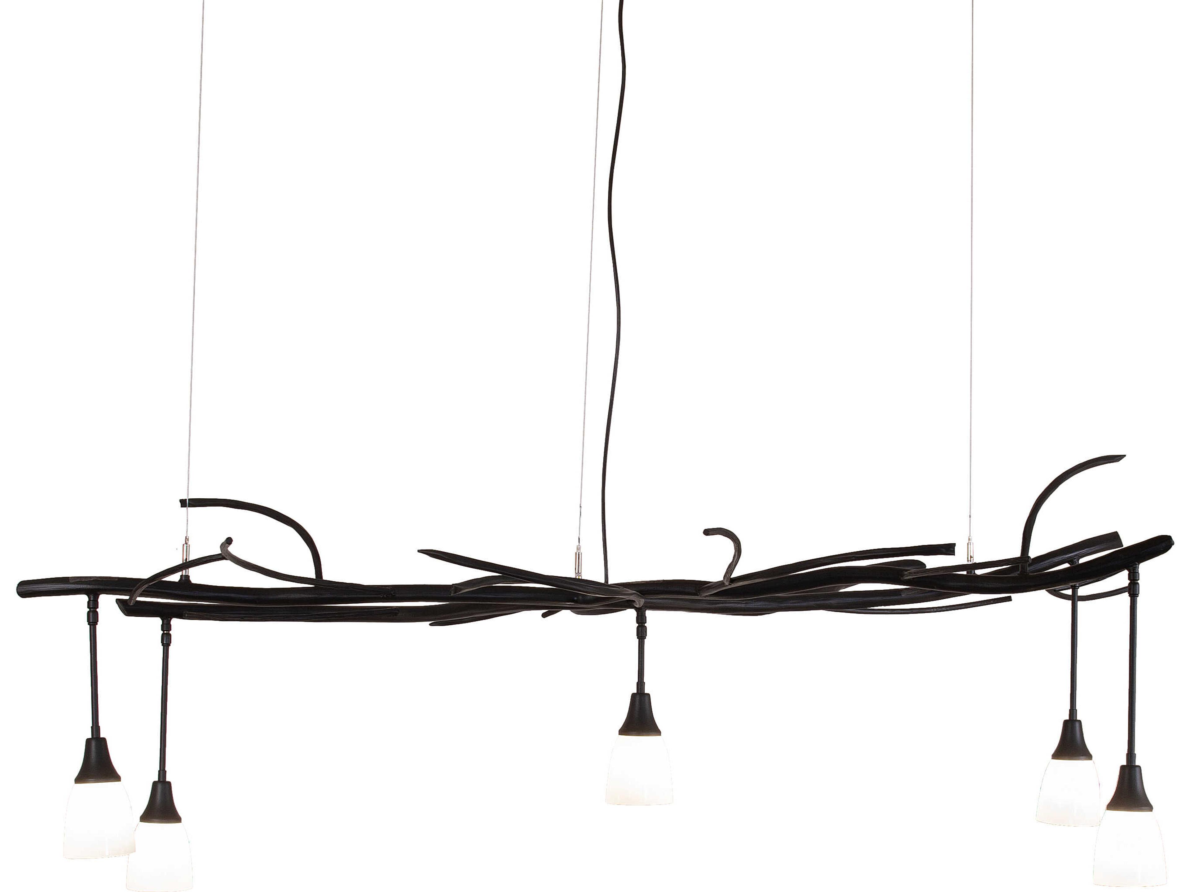 Meyda Winter Solstice 5-Light White Opal Glass Black Linear Island Pendant