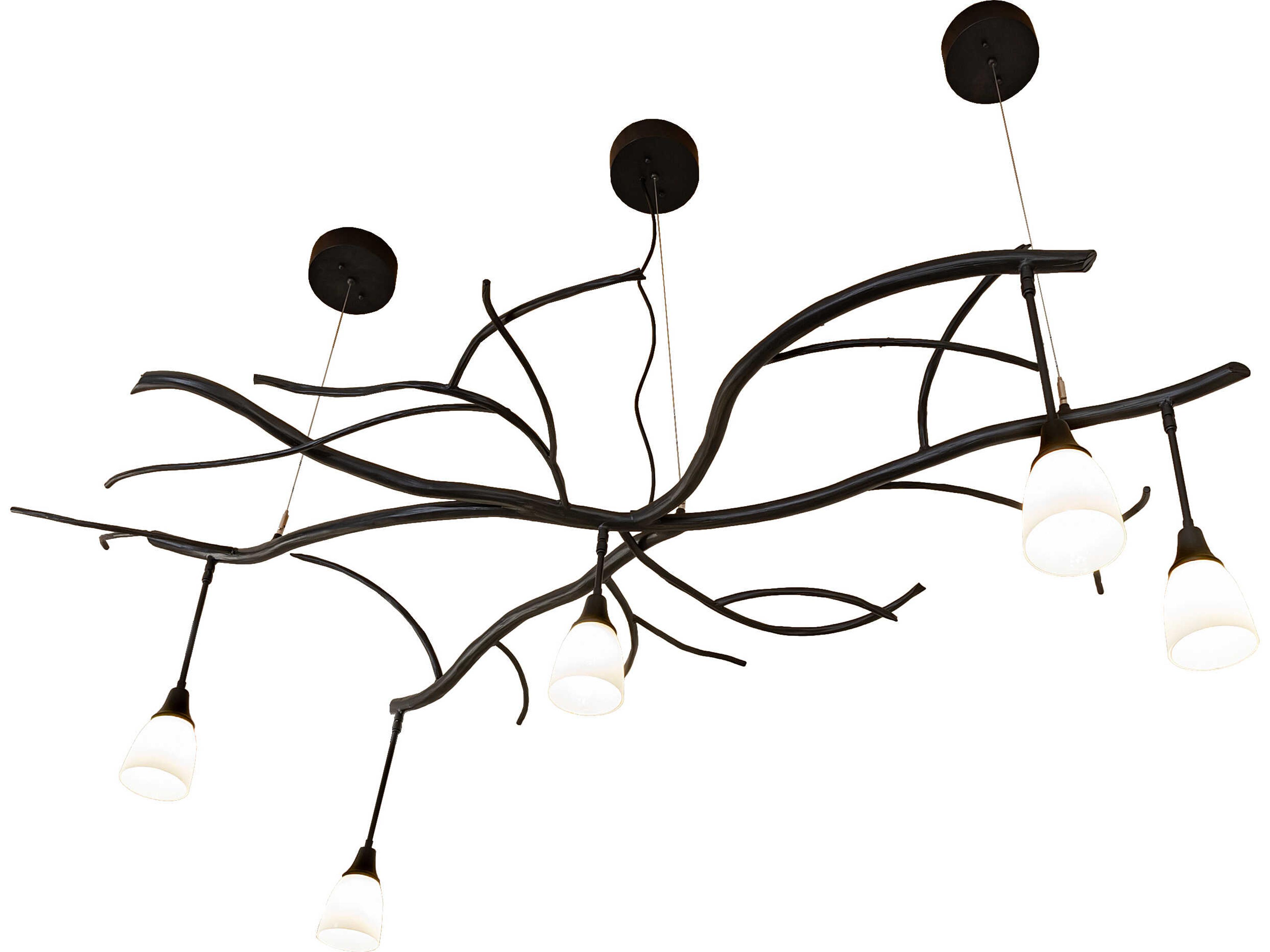Meyda Winter Solstice 5-Light White Opal Glass Black Linear Island Pendant