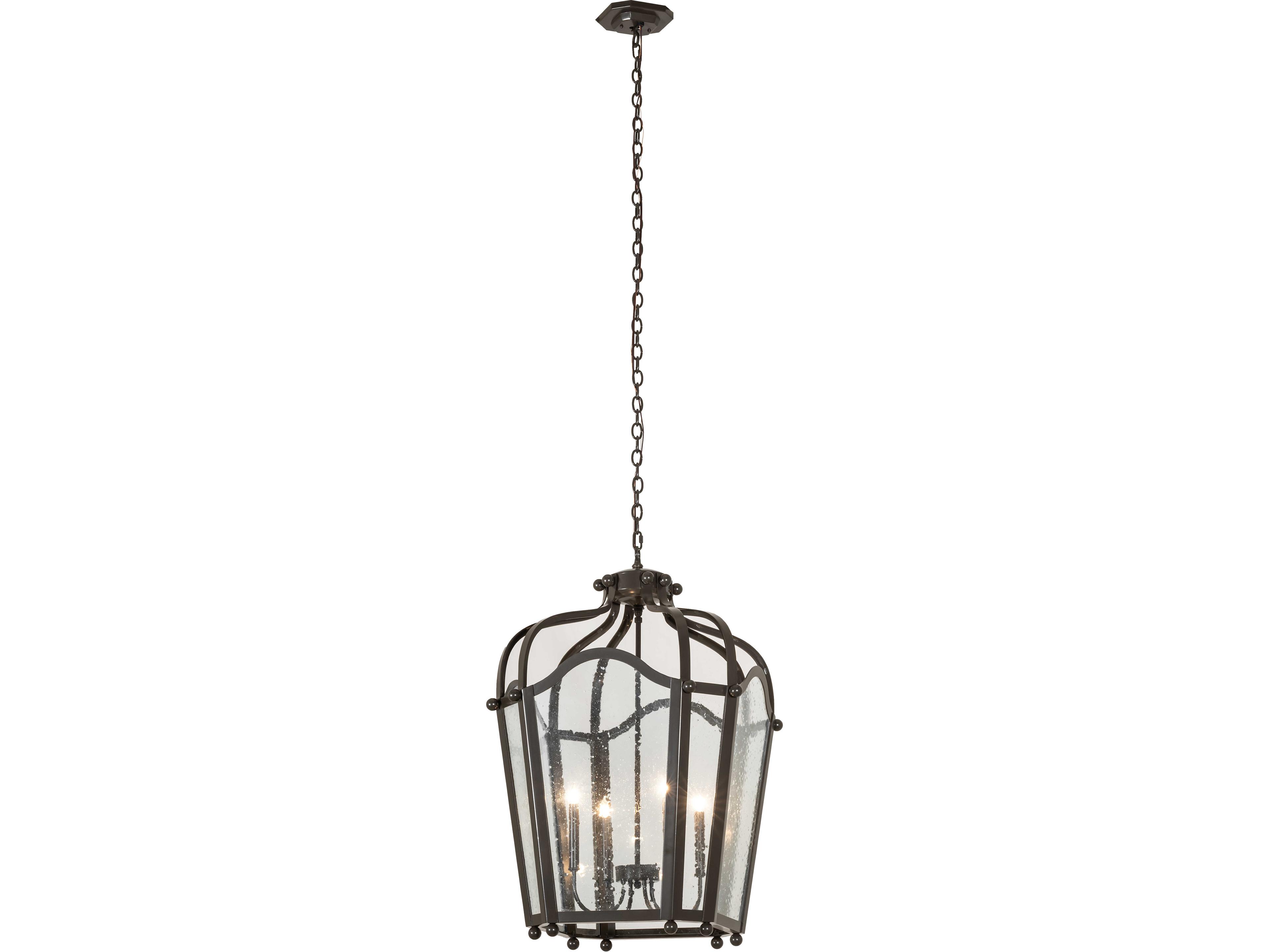 Meyda Citadel 4-Light Clear Seeded Glass Bronze Traditional Pendant
