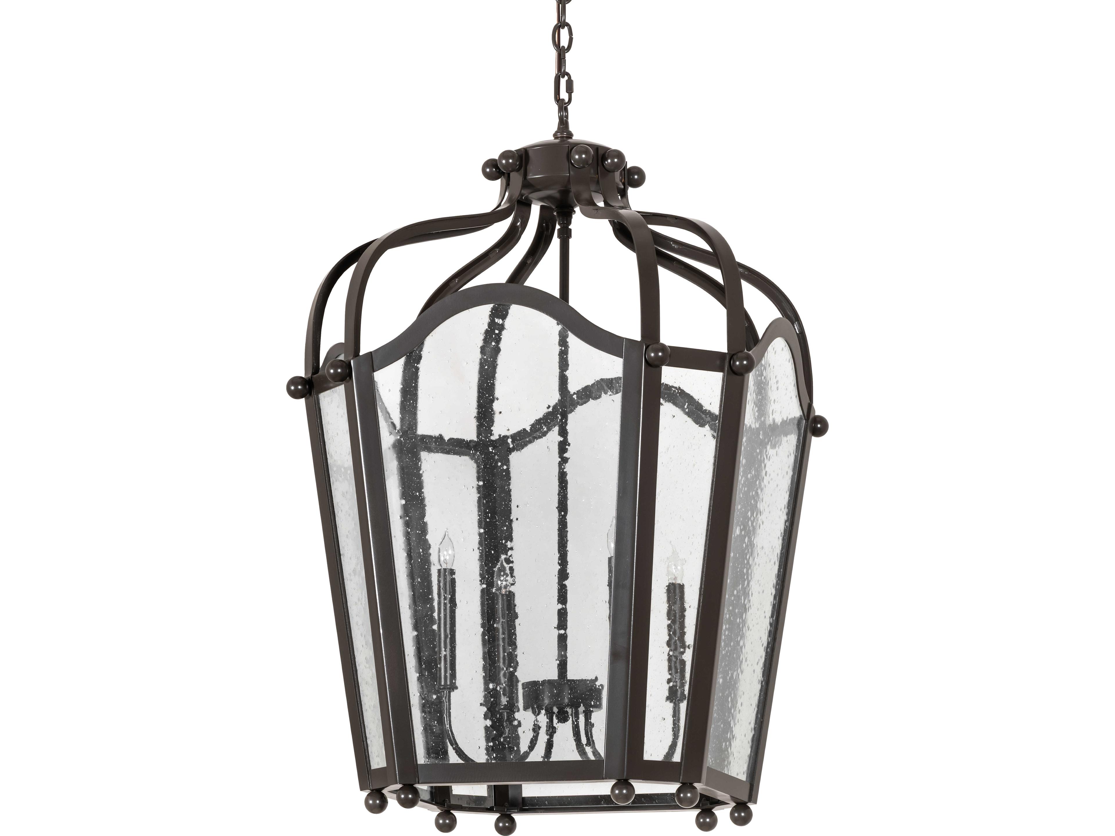 Meyda Citadel 4-Light Clear Seeded Glass Bronze Traditional Pendant