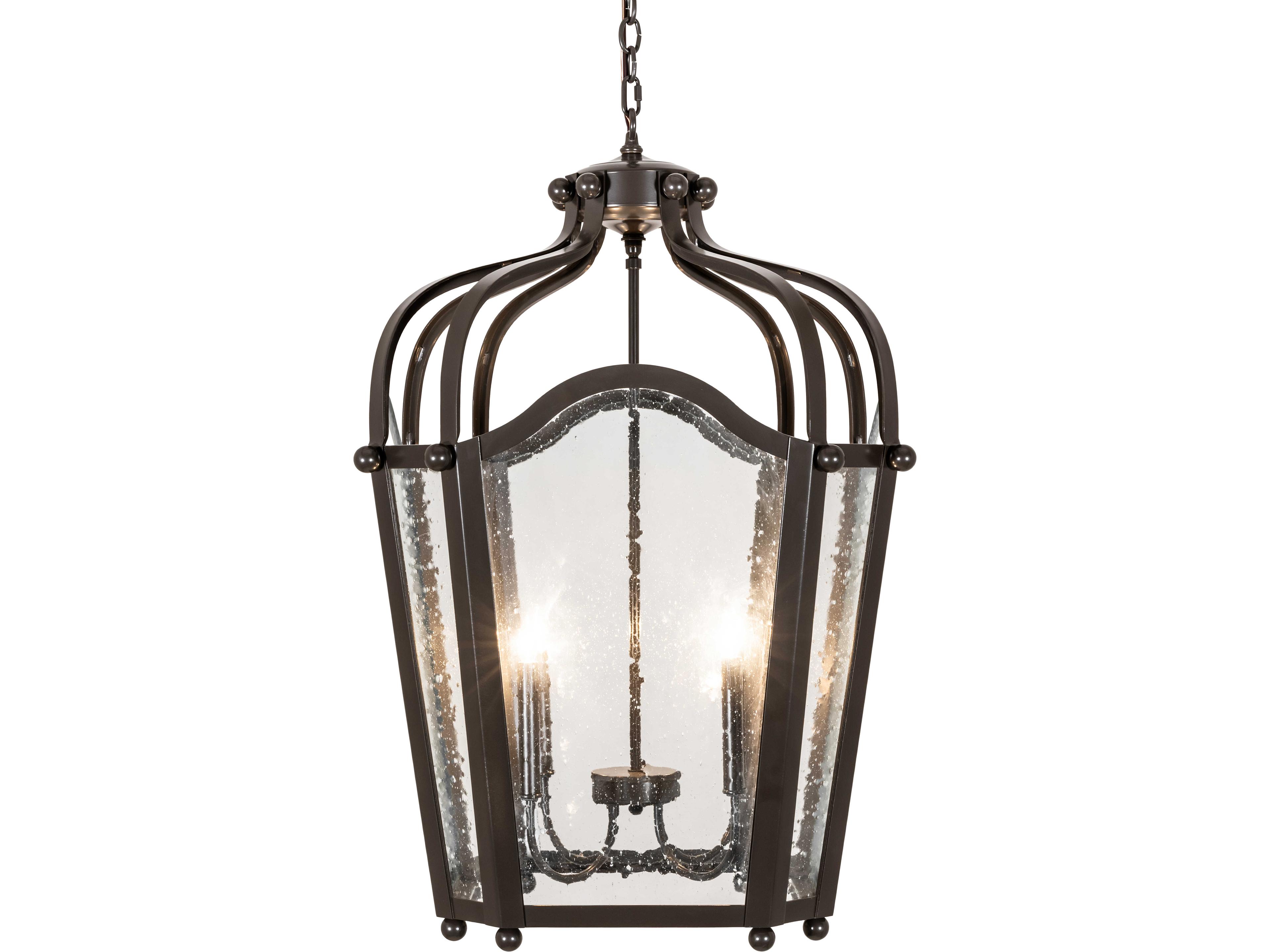 Meyda Citadel 4-Light Clear Seeded Glass Bronze Traditional Pendant