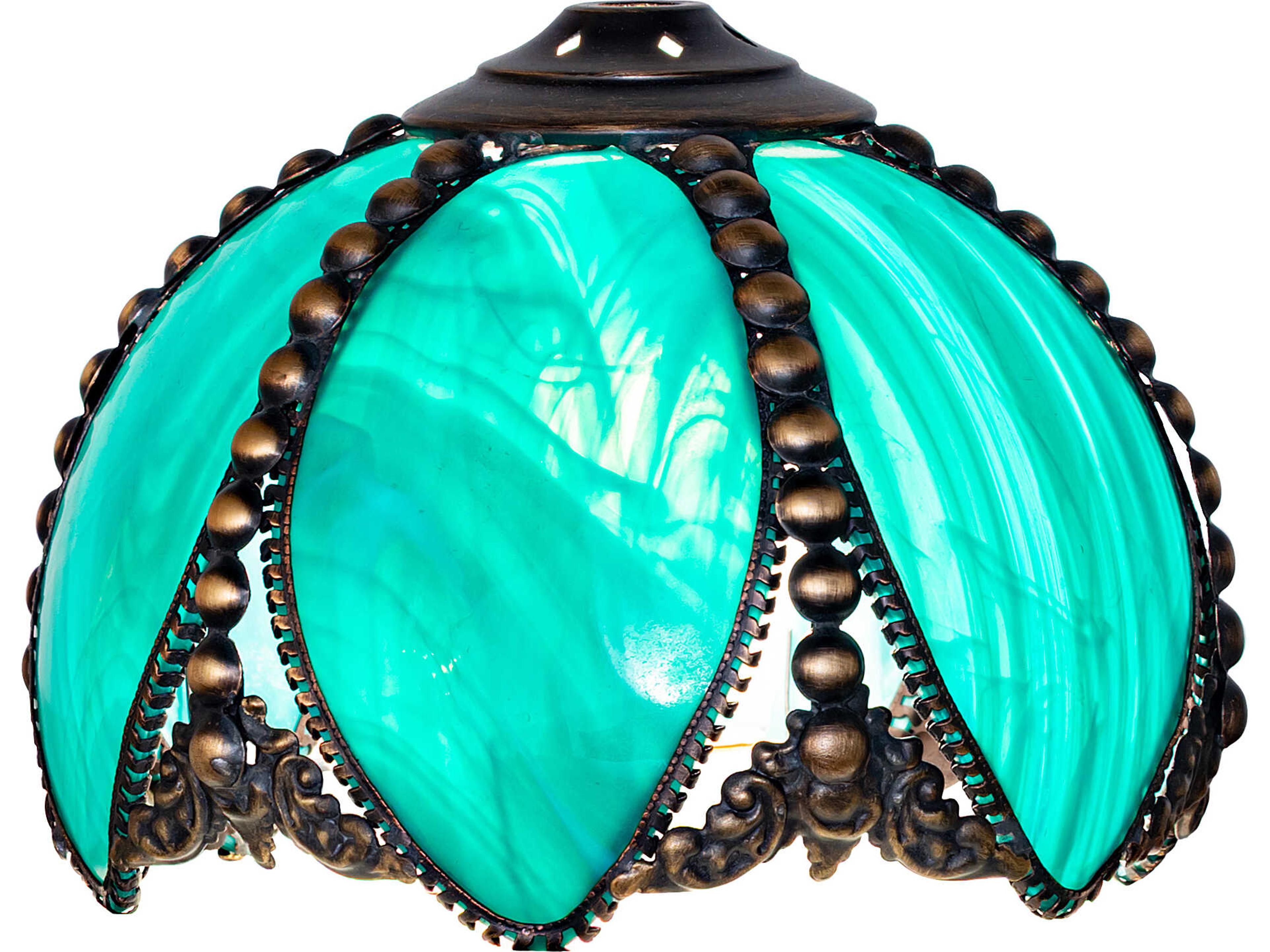 Petal Bud Teal Green Art Glass