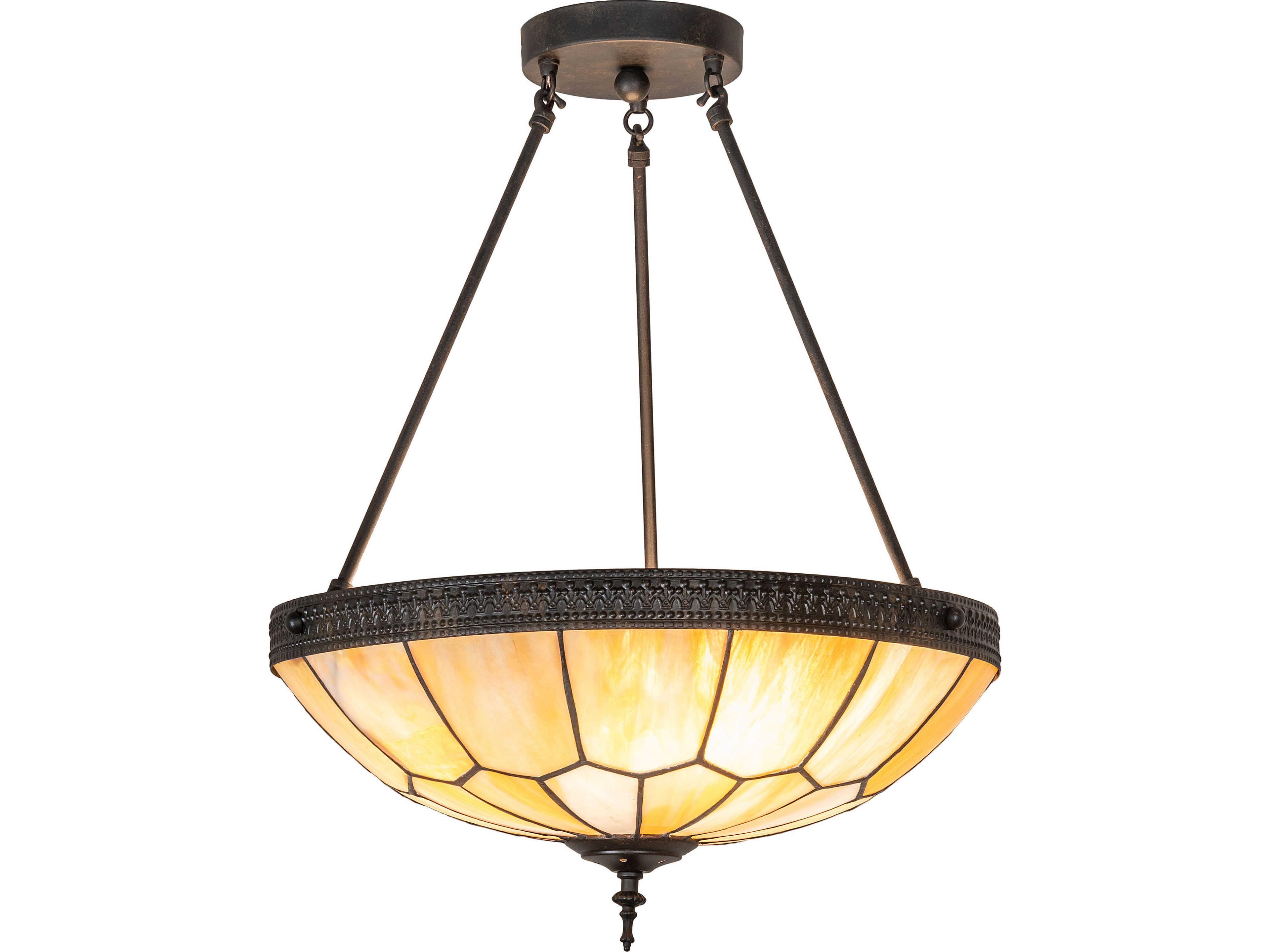 Vincent 4-Light Beige Iridescent Glass Bronze Semi Flush Mount
