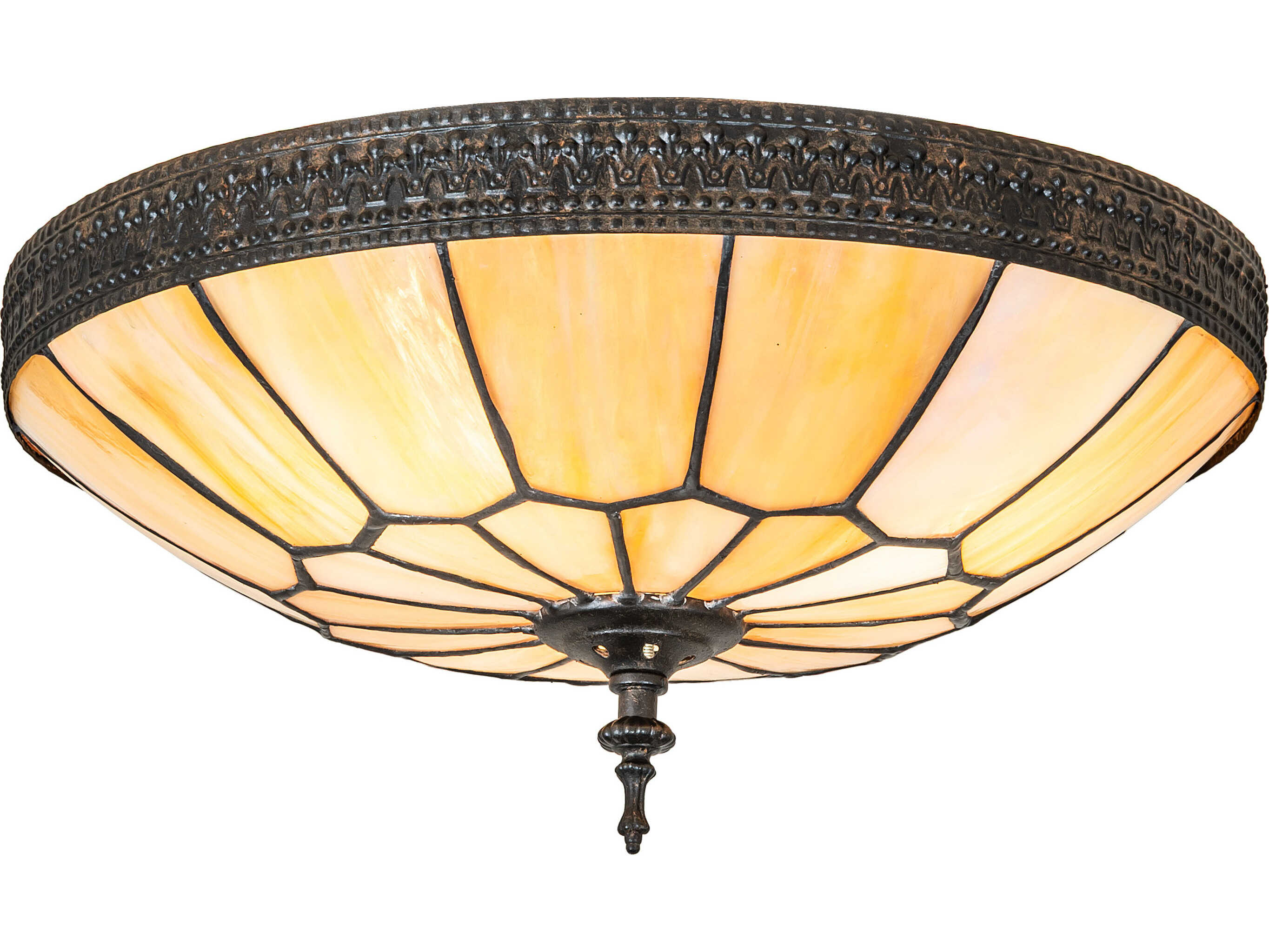 Vincent 3-Light Beige Iridescent Glass Bronze Flush Mount
