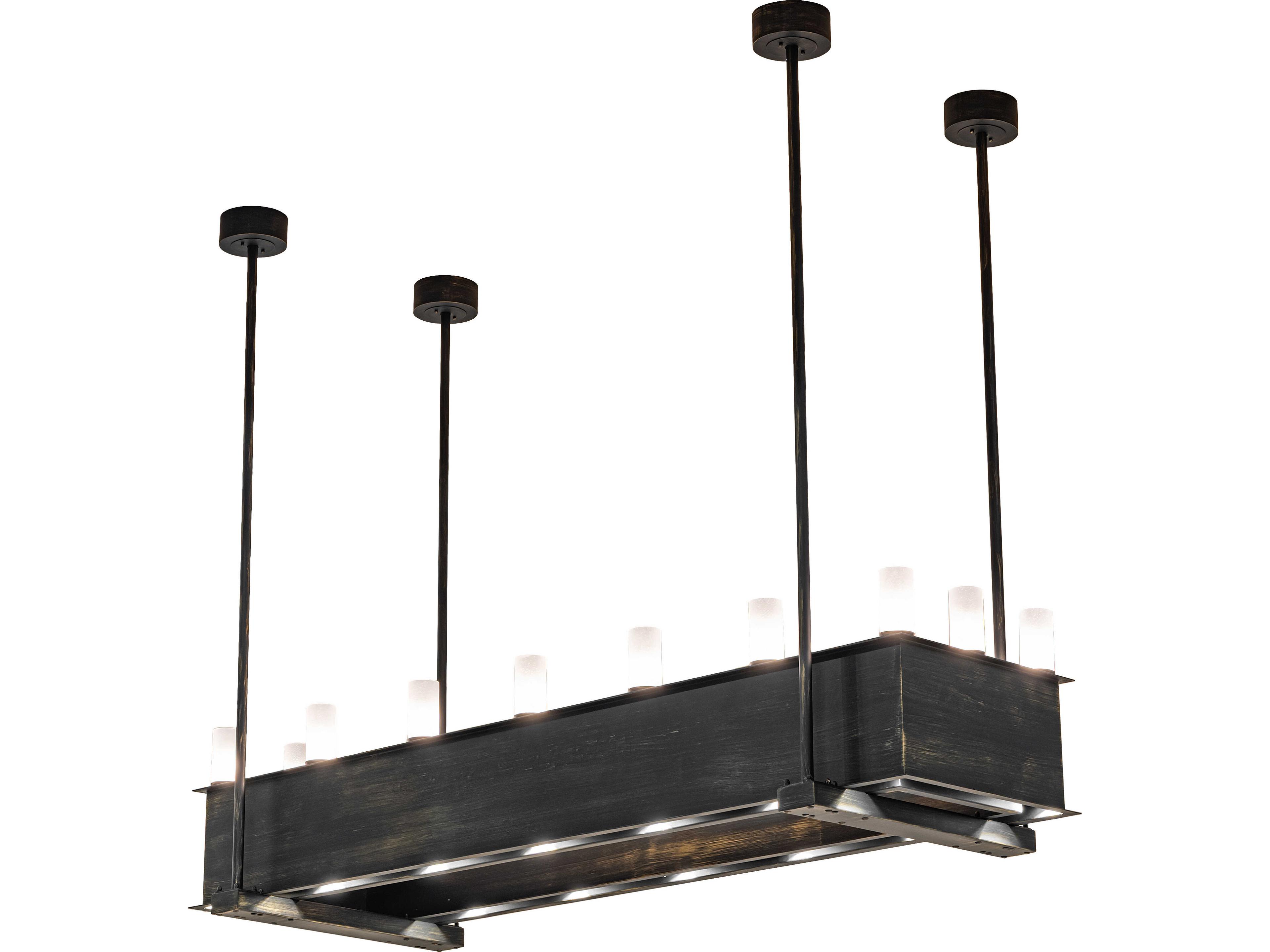 Quadrato 16-Light Clear Seeded Glass Frosted Out Bronze Traditional Chandelier