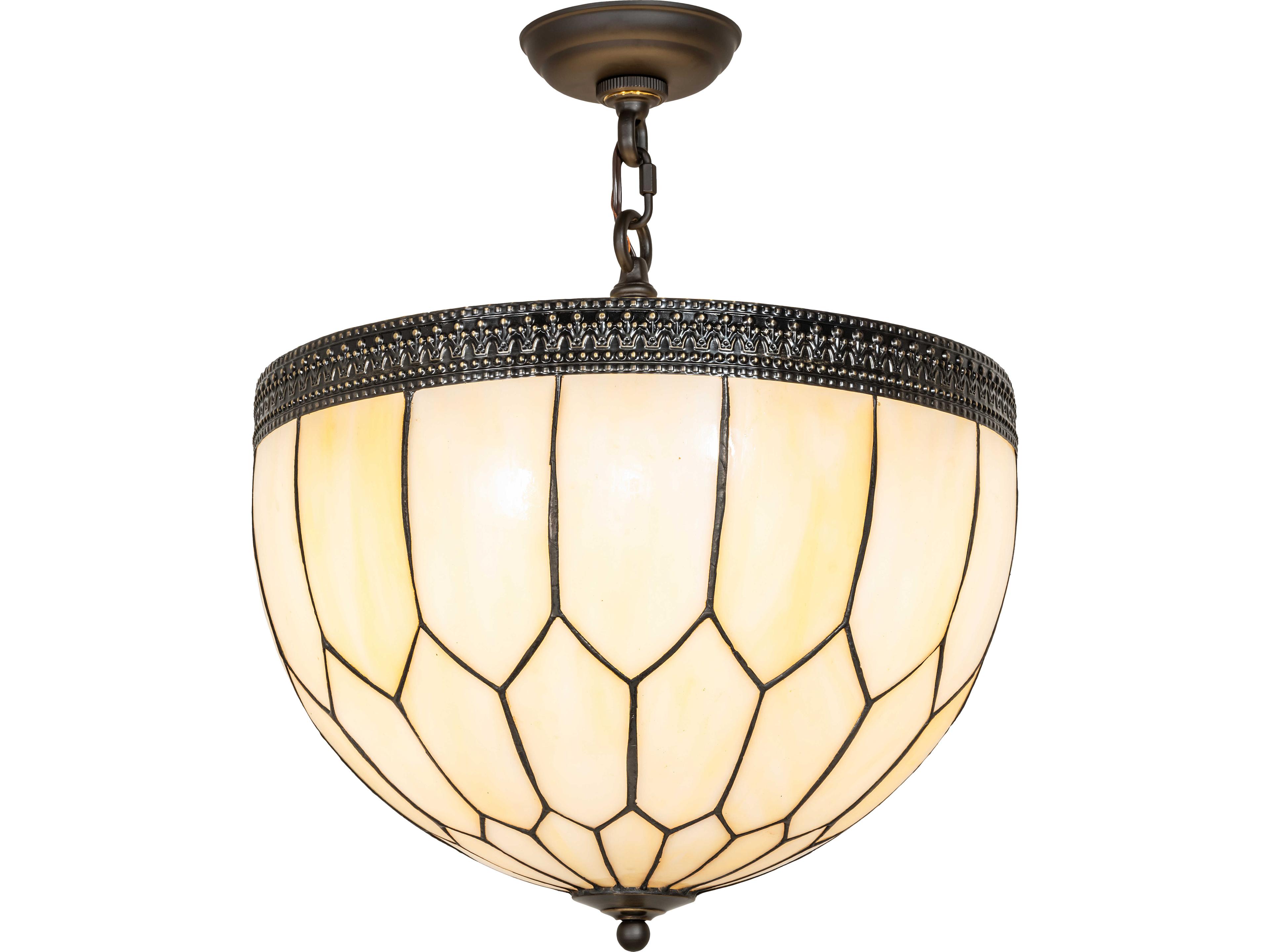 Vincent 3-Light Beige Art Glass Off White Pendant