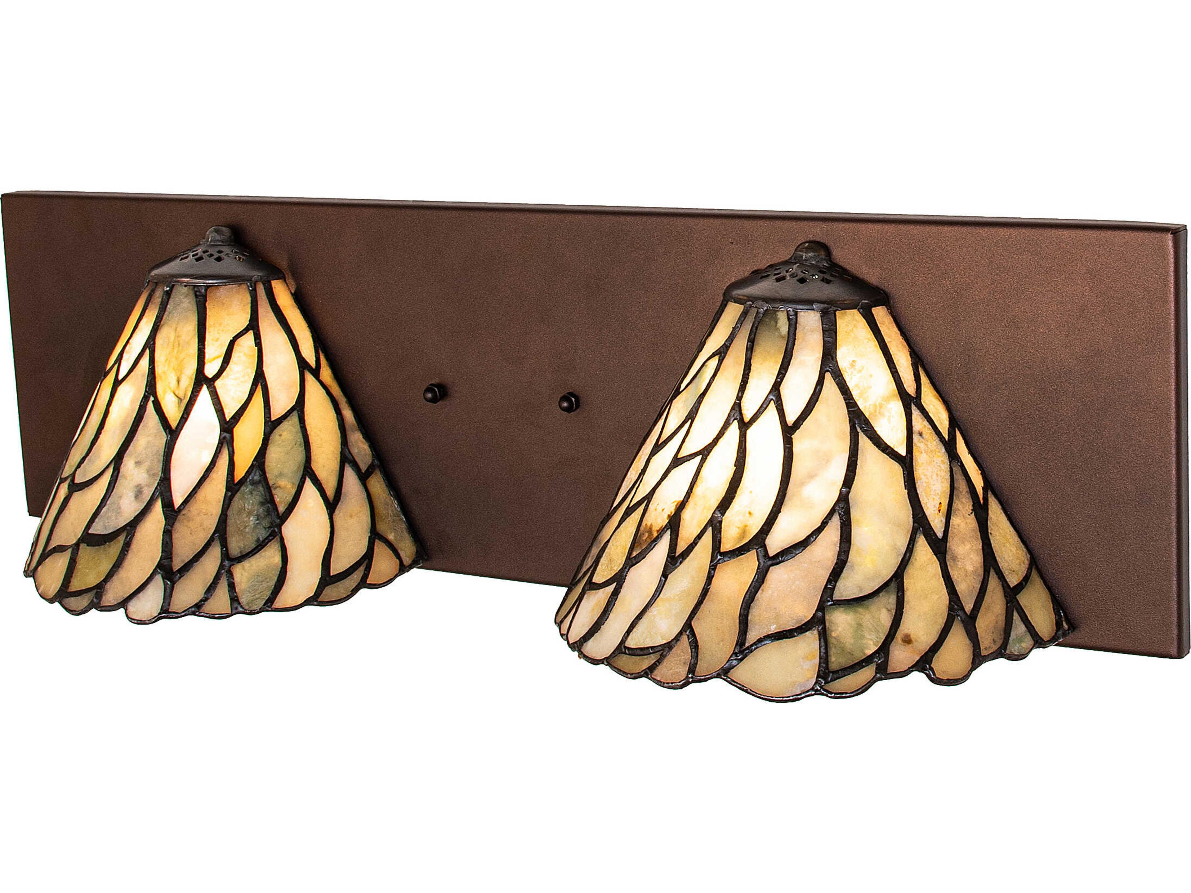 Meyda Willow 2-Light Green Jadestone Bronze Traditional Vanity Light