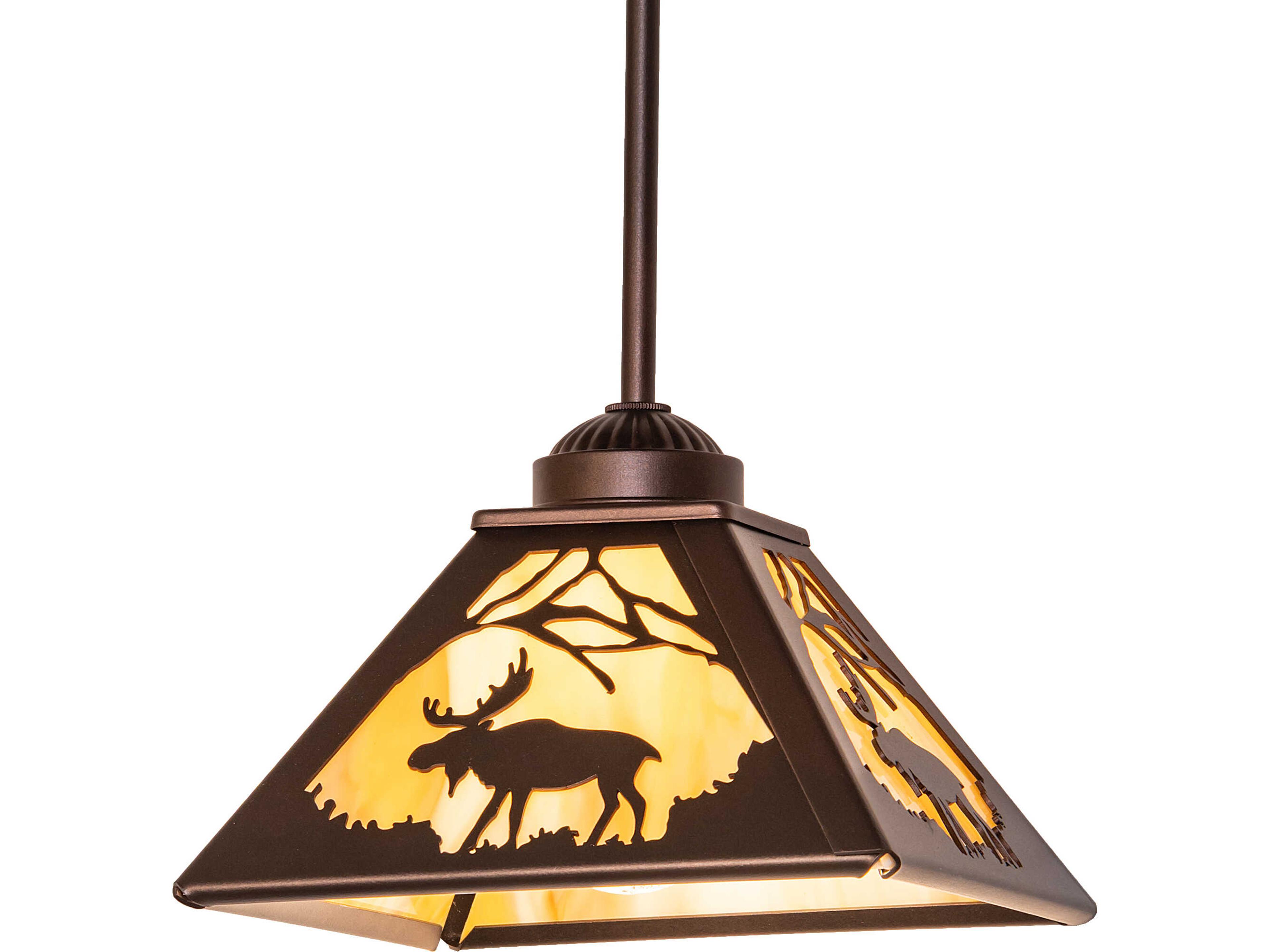 Moose At Dawn at 1-Light Travertine Idalight Bronze Traditional Mini Pendant
