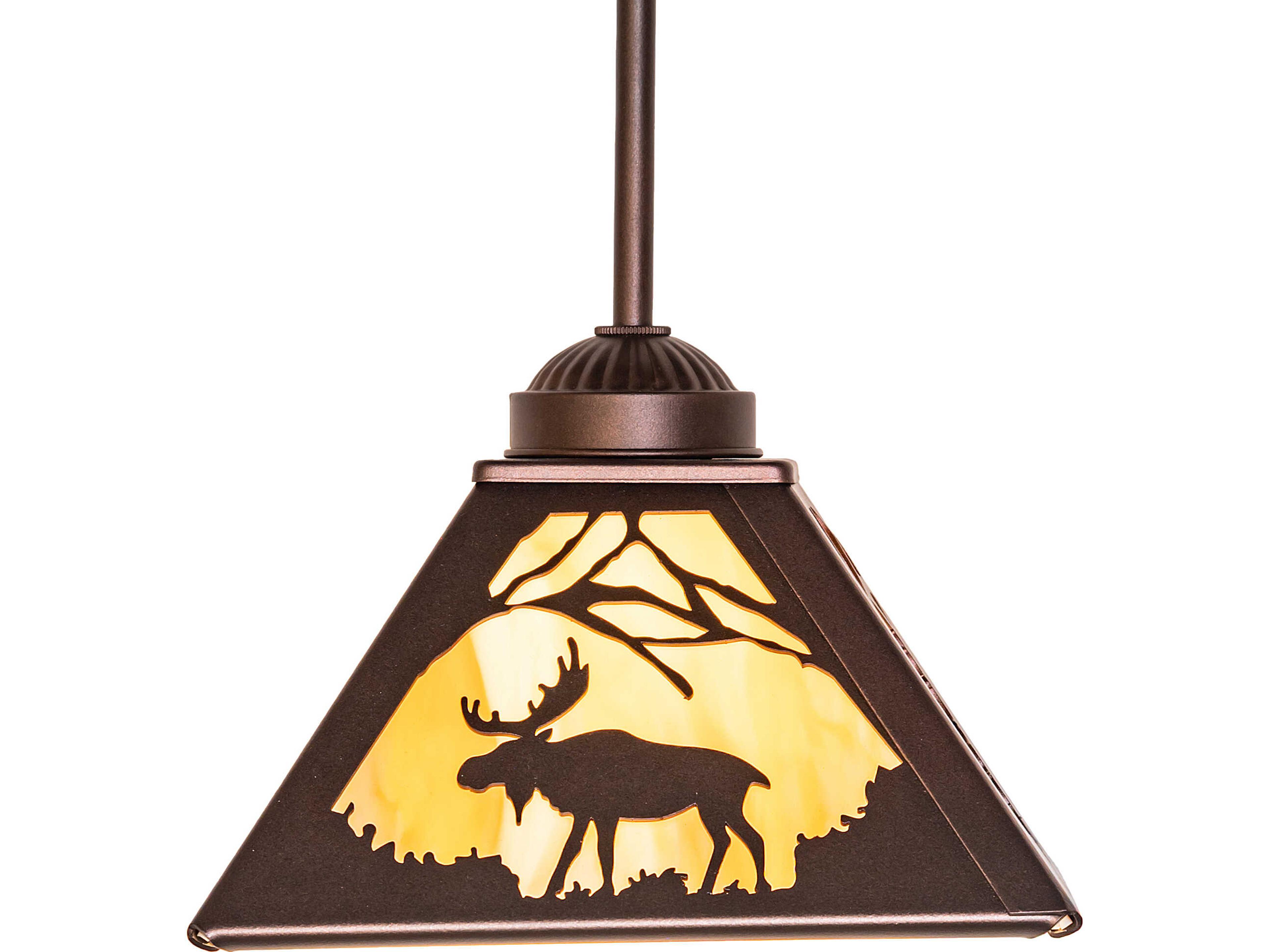 Meyda Moose At Dawn at 1-Light Travertine Idalight Bronze Traditional Mini Pendant