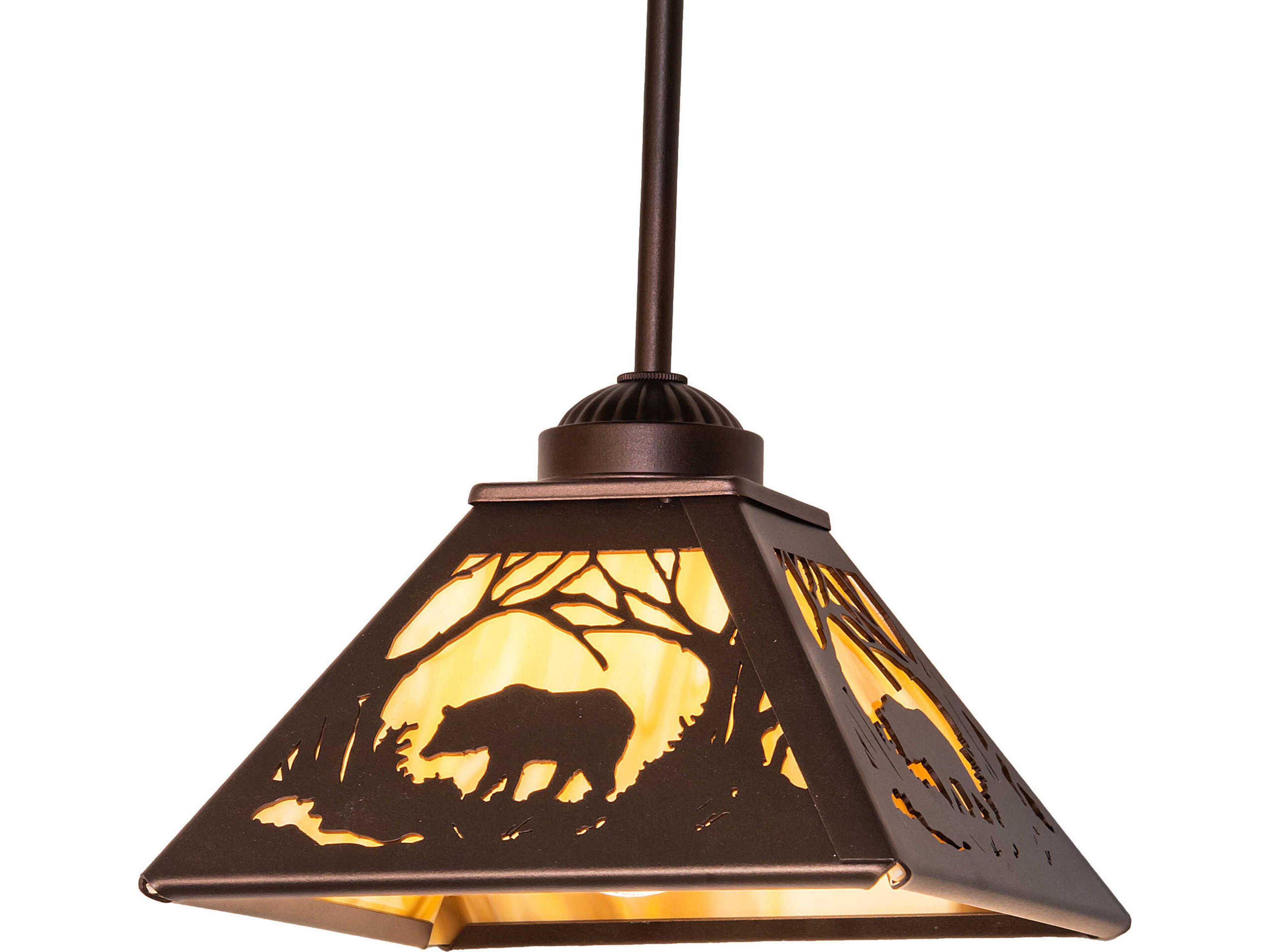 Bear At Dawn at 1-Light Travertine Idalight Bronze Traditional Lantern Mini Pendant