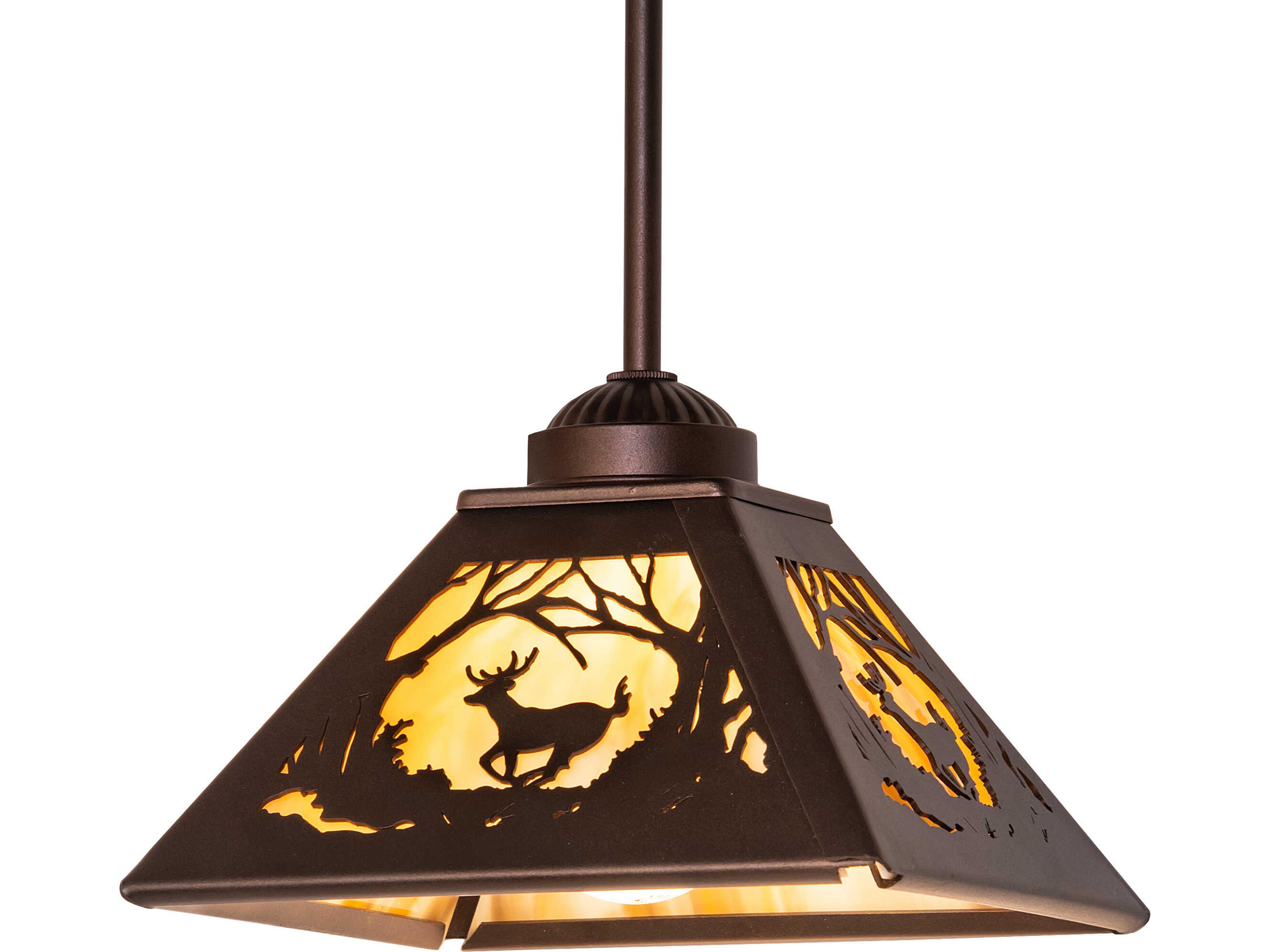 Deer At Dawn at 1-Light Travertine Idalight Bronze Traditional Geometric Mini Pendant