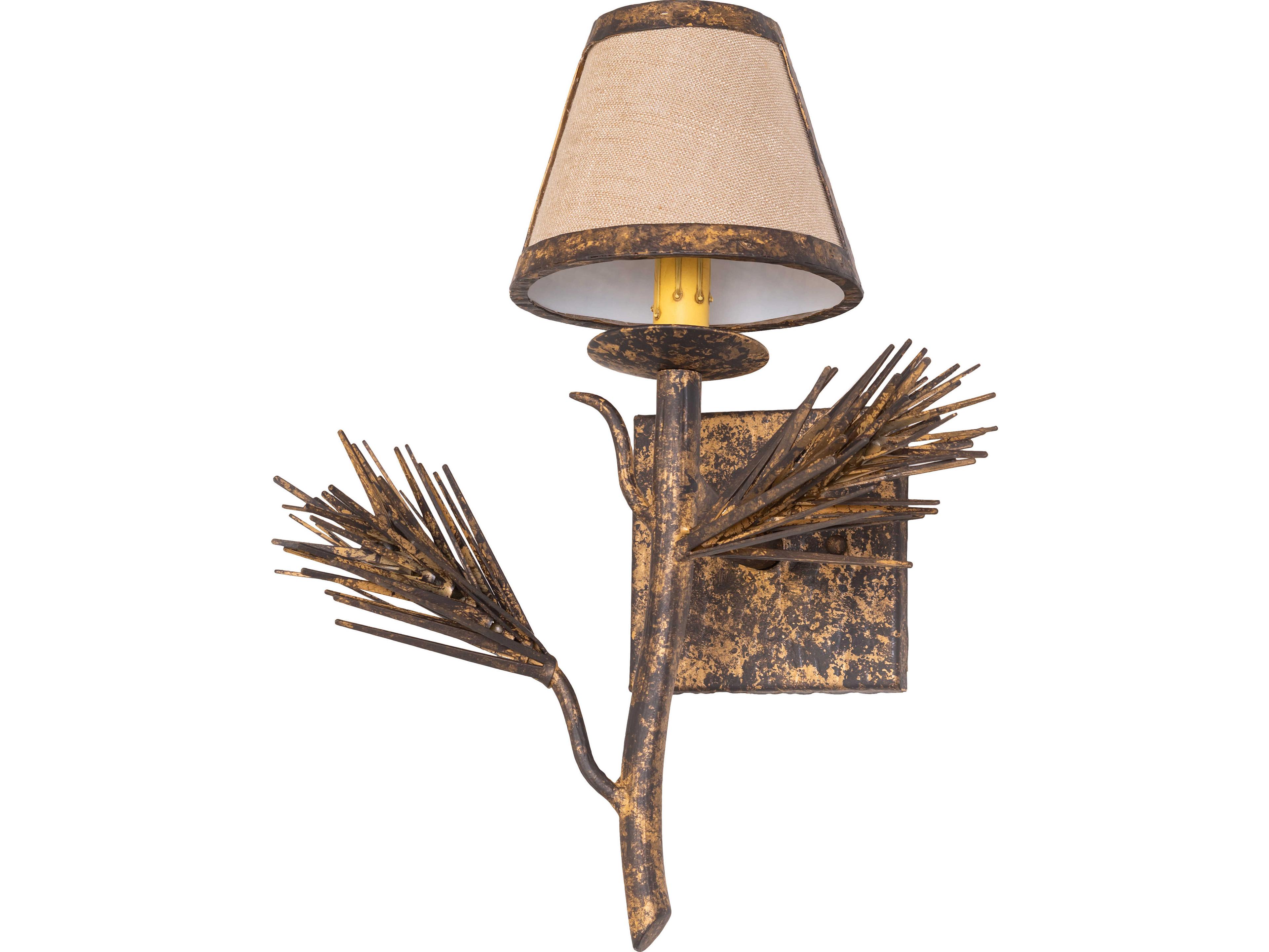 Meyda Lone Pine 1-Light Moldova Fabric Gold Traditional Wall Sconce