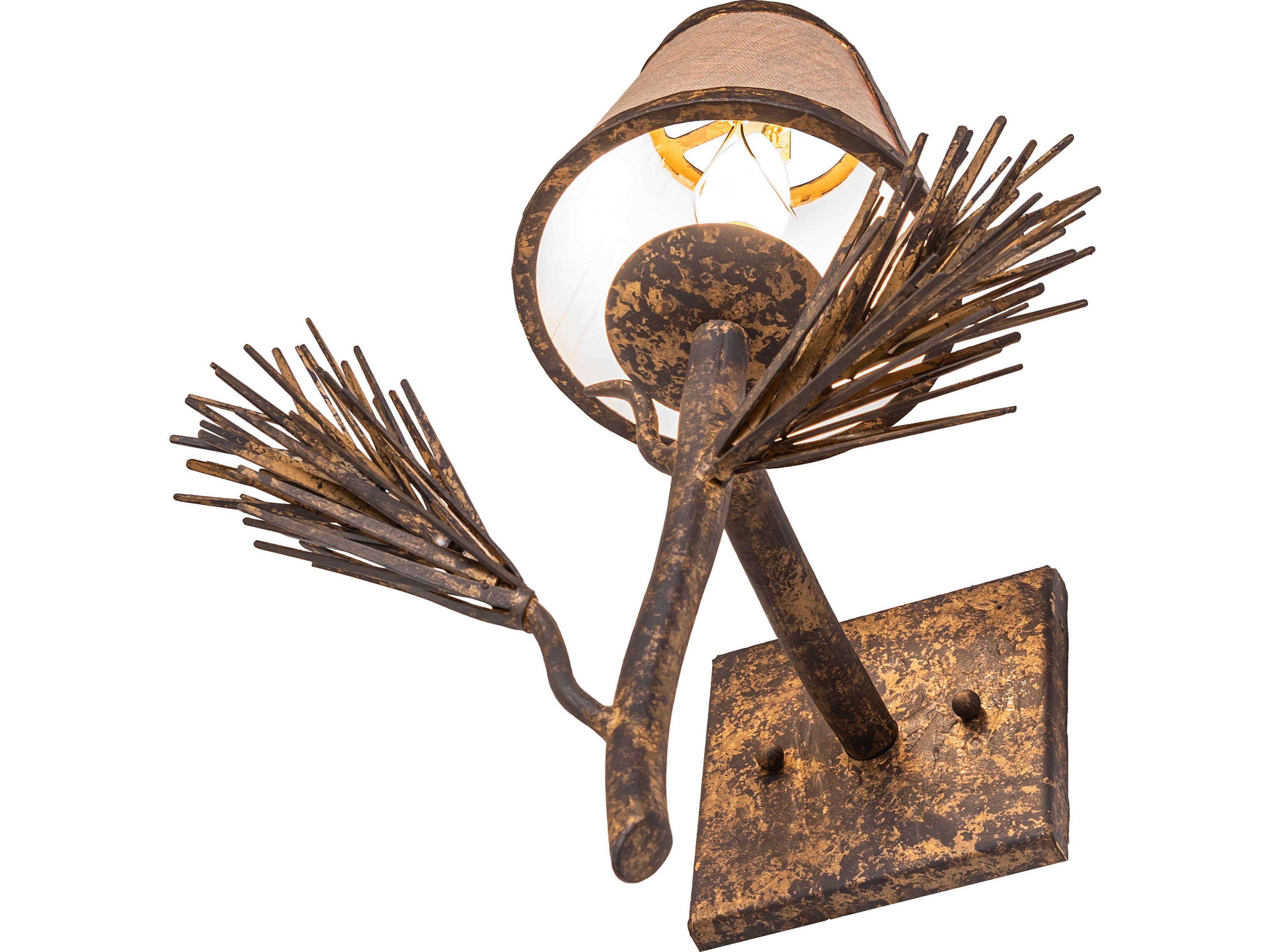 Meyda Lone Pine 1-Light Moldova Fabric Gold Traditional Wall Sconce