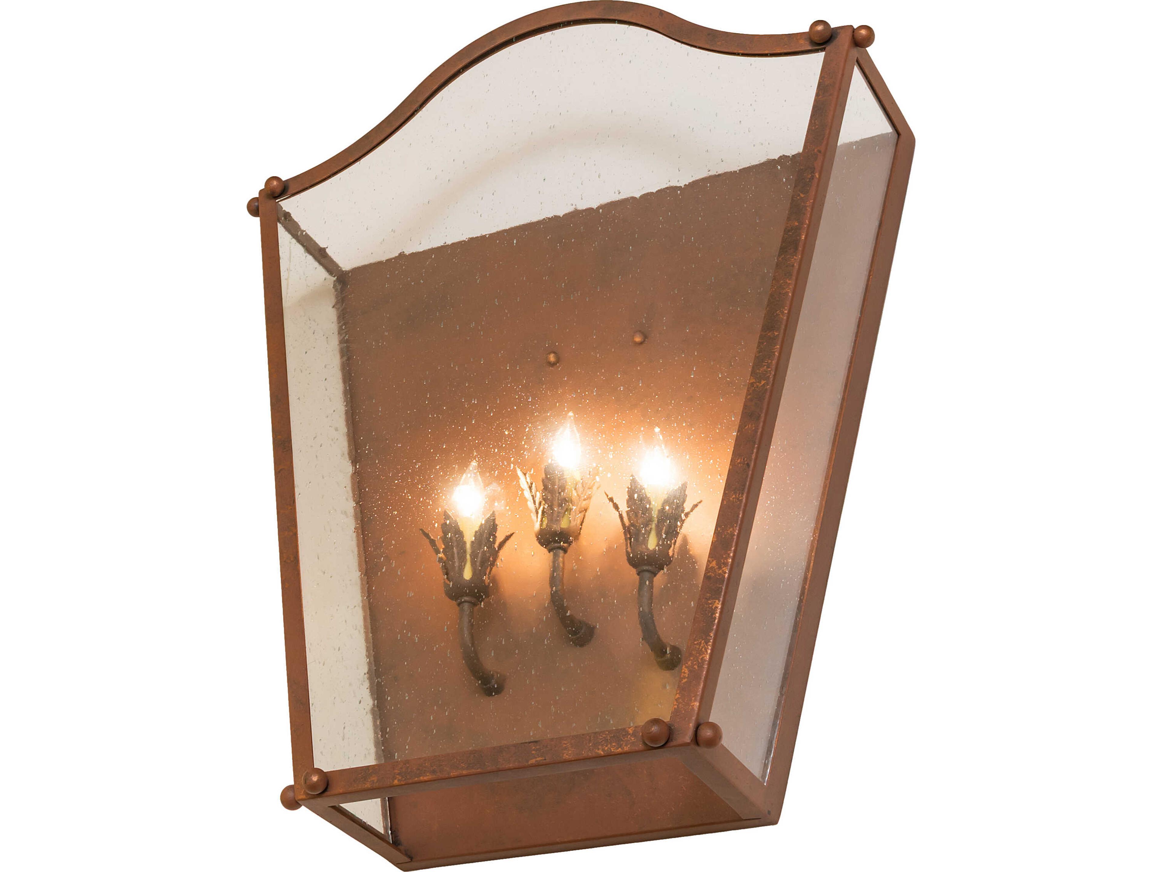 Meyda Austin 3-Light Clear Seeded Glass Bronze Traditional Wall Sconce