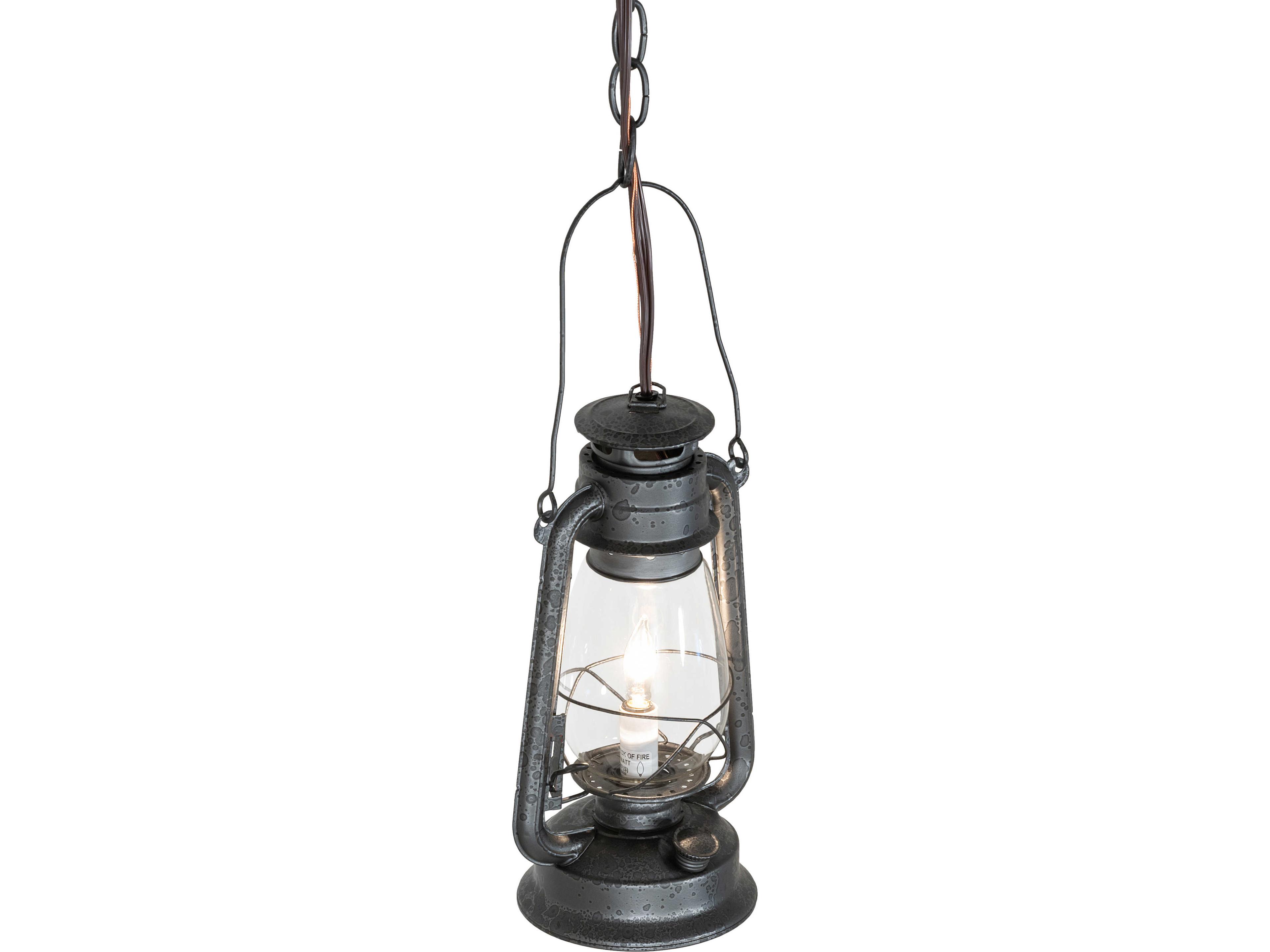 Meyda Miners Lantern 1-Light Clear Glass Steel Traditional Mini Pendant