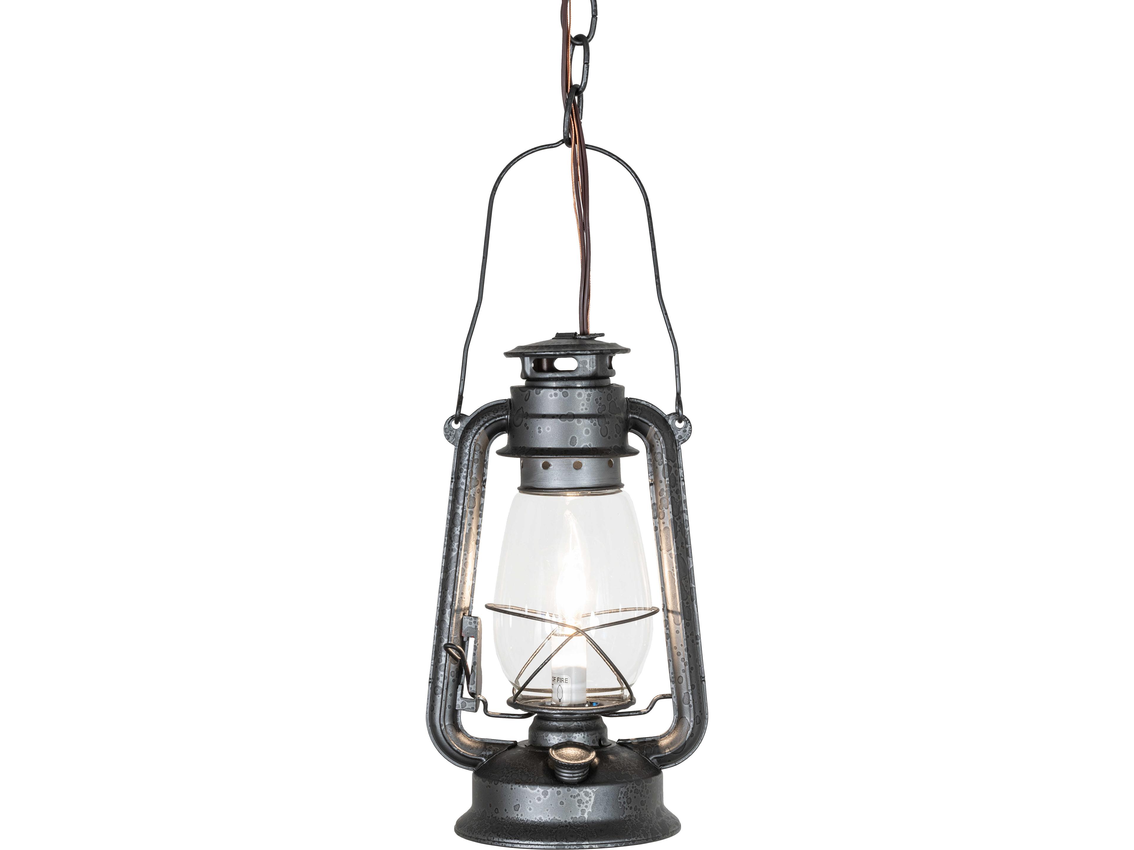 Meyda Miners Lantern 1-Light Clear Glass Steel Traditional Mini Pendant
