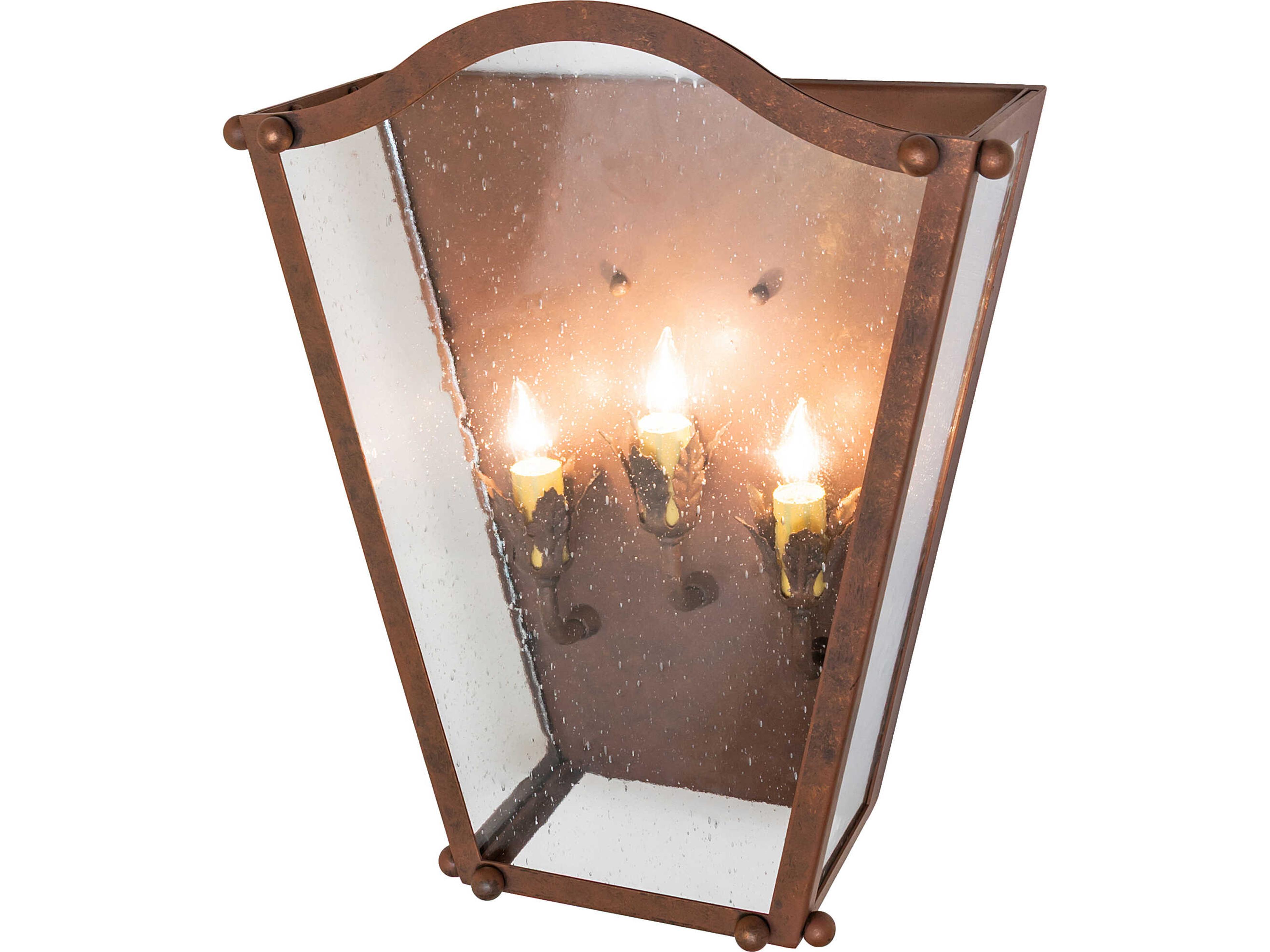 Meyda Austin 3-Light Clear Seeded Glass Bronze Traditional Wall Sconce