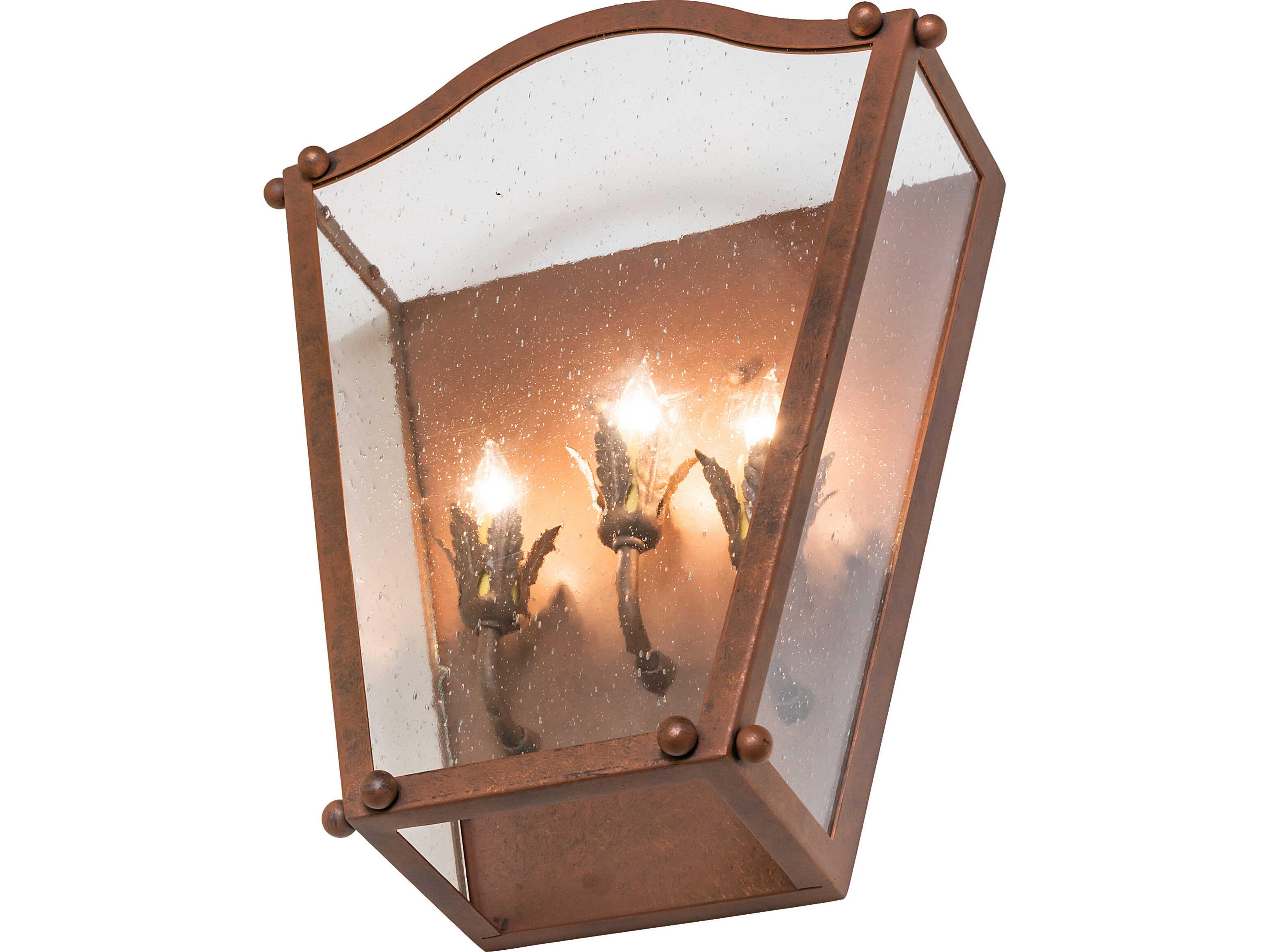 Meyda Austin 3-Light Clear Seeded Glass Bronze Traditional Wall Sconce