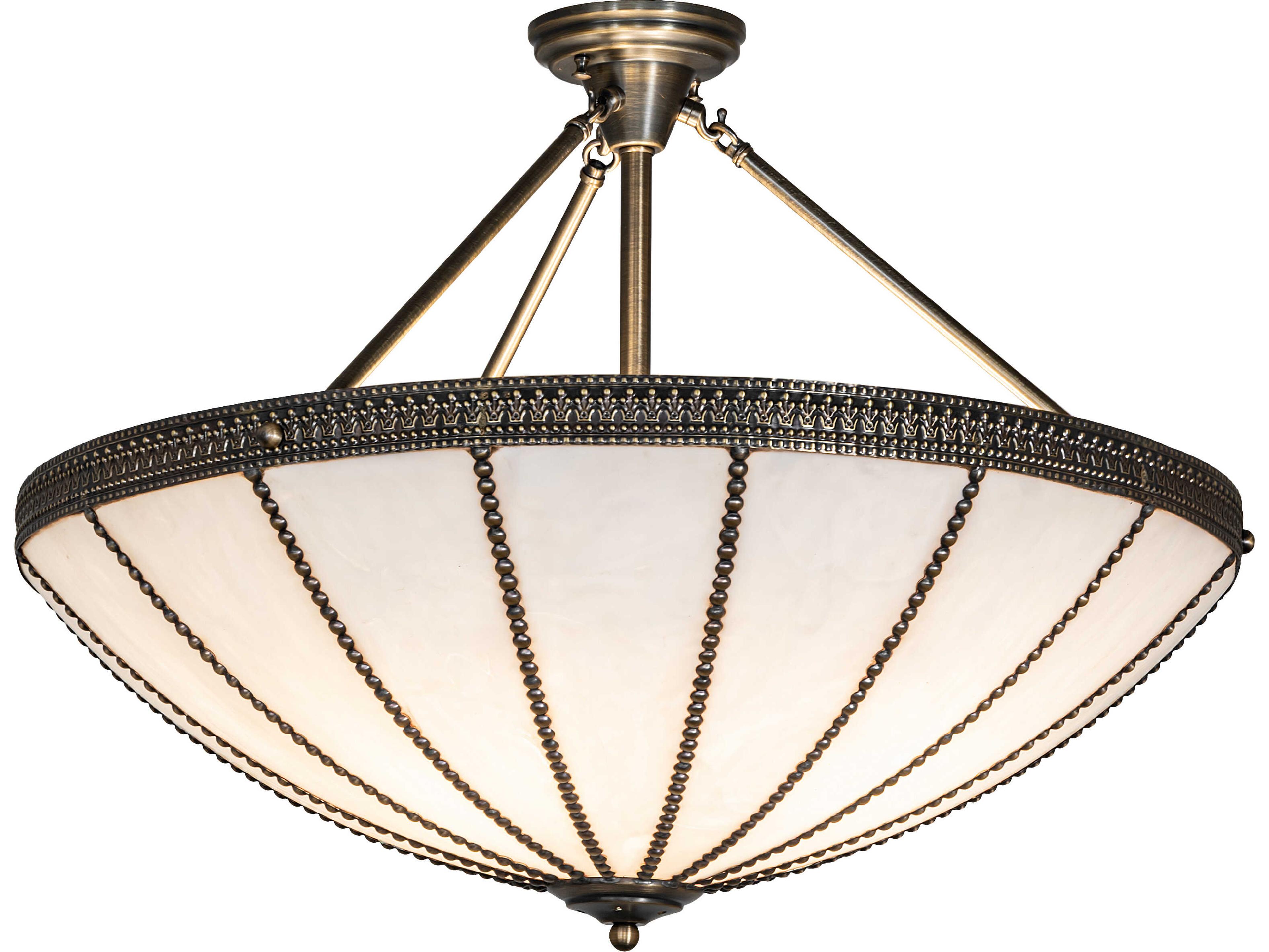Shansky 4-Light White Art Glass Brass Traditional Semi Flush Mount