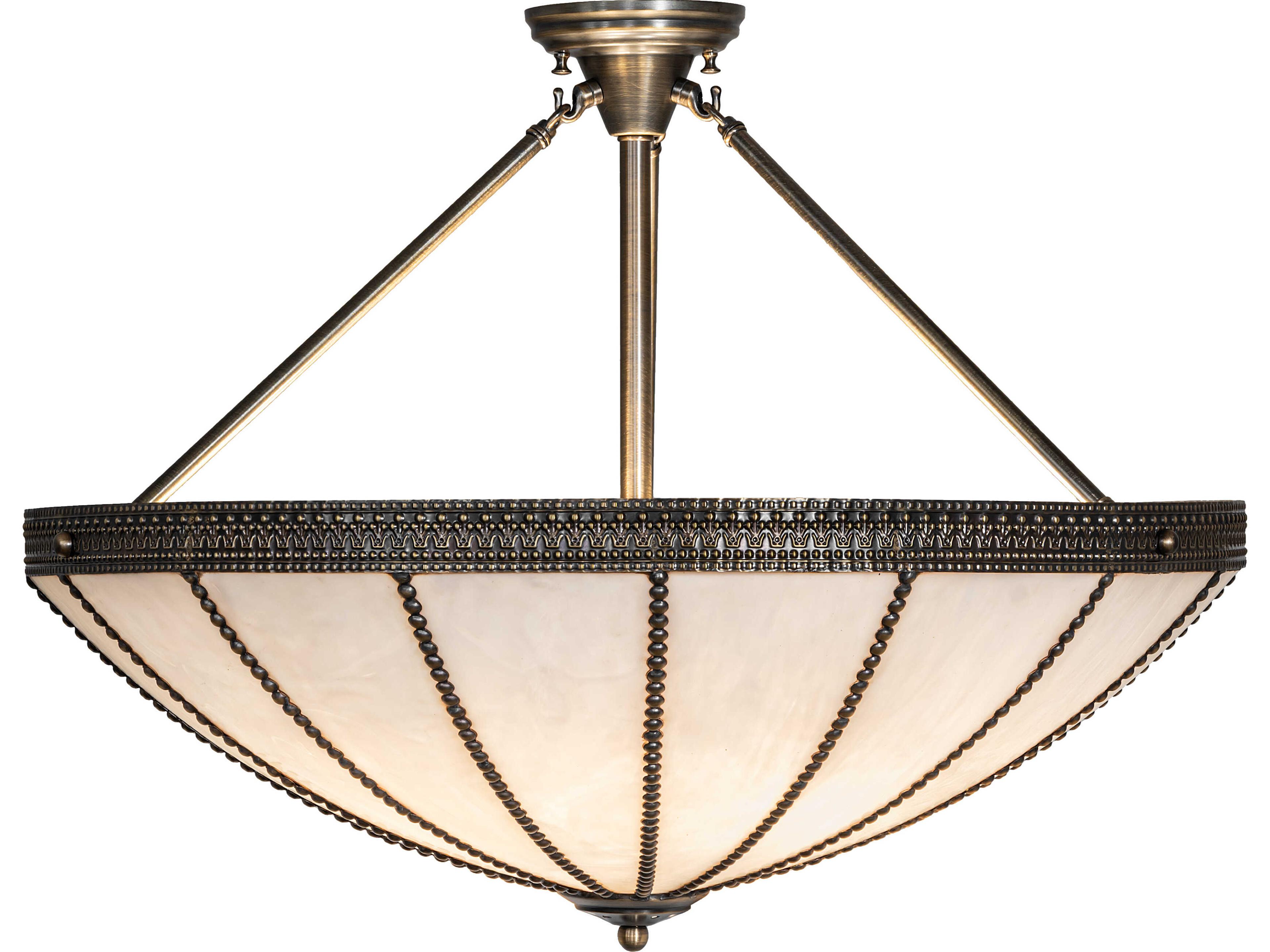 Meyda Shansky 4-Light White Art Glass Brass Traditional Semi Flush Mount