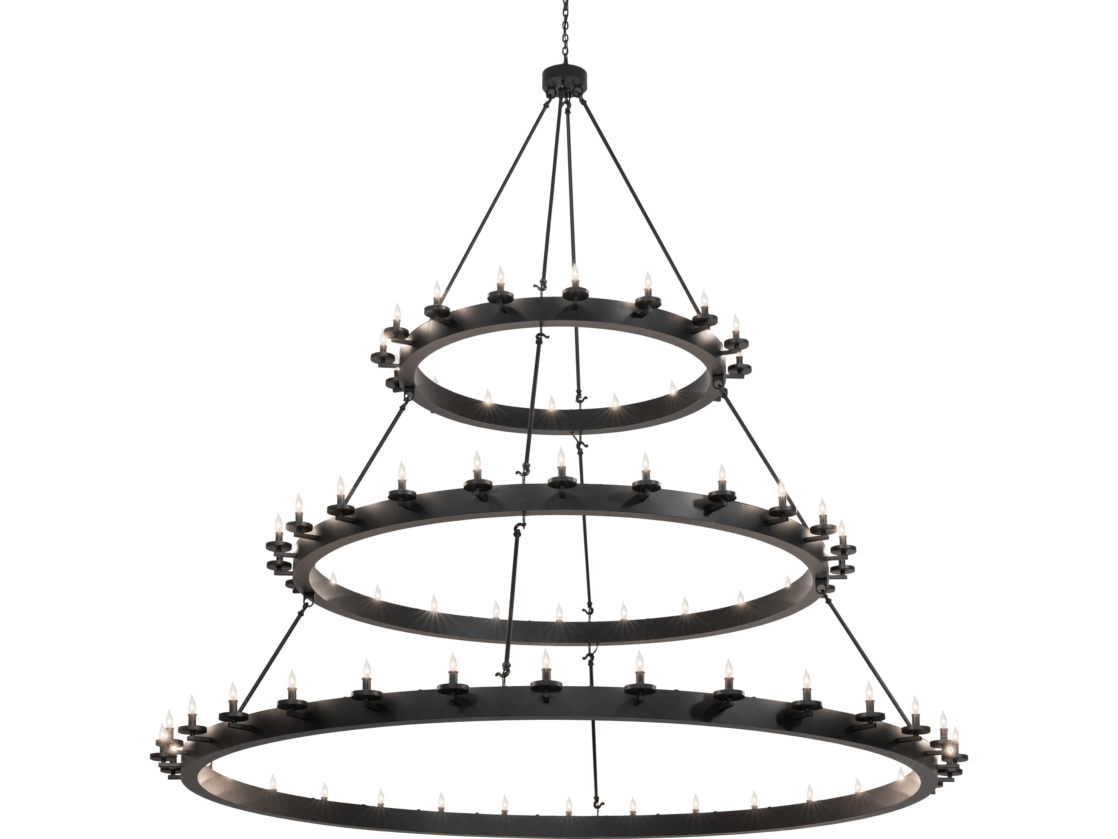 Loxley 72-Light Solar Black Traditional Tiered Chandelier