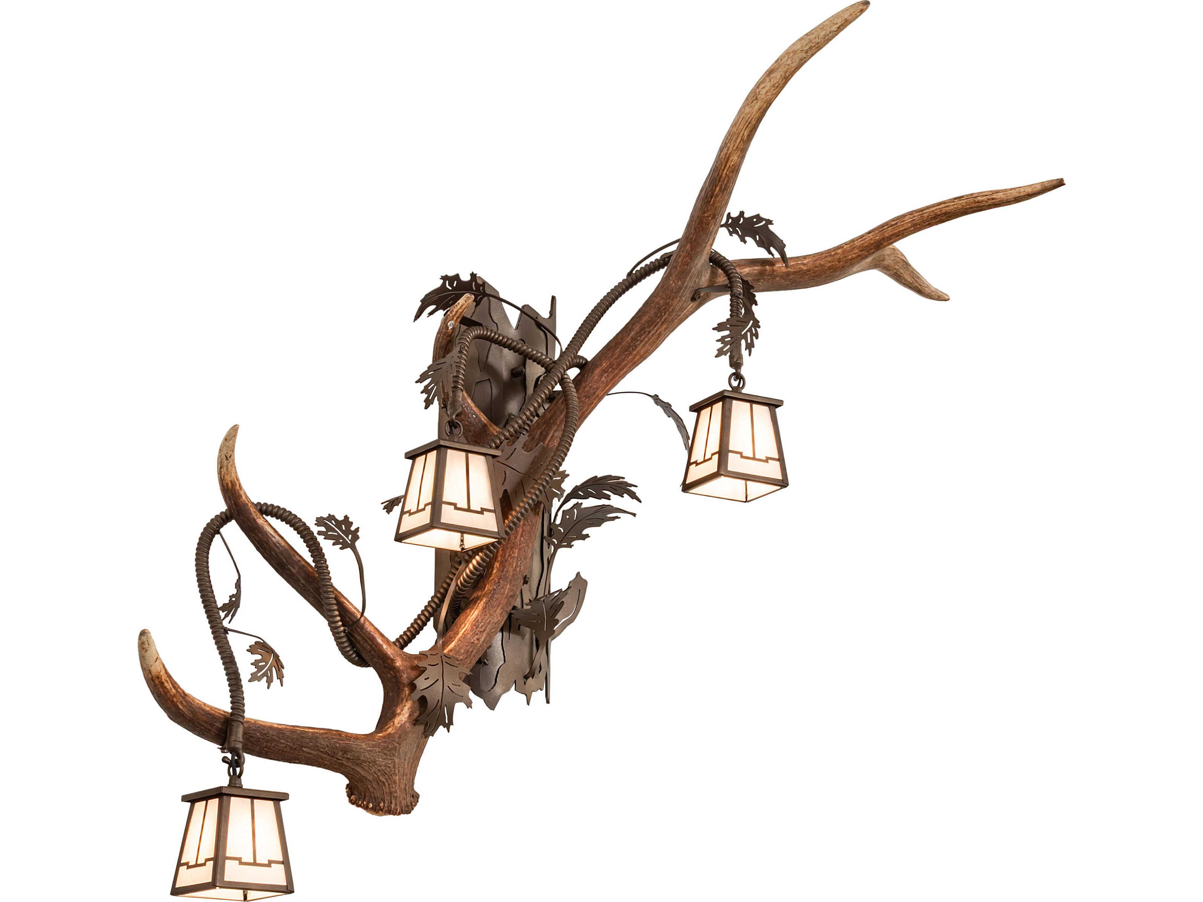 Antlers 3-Light Whitestone Idalight Bronze Wall Sconce