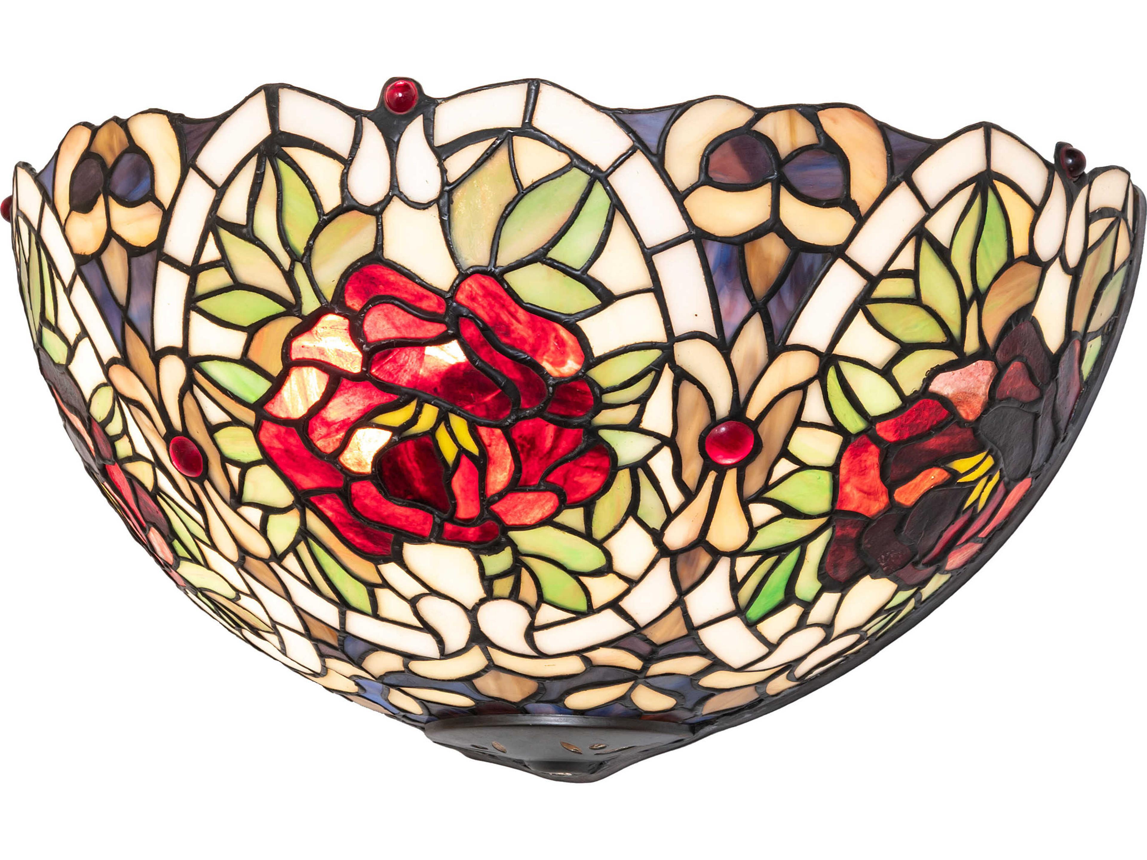 Renaissance Rose 2-Light Stained Glass Bronze Traditional Wall Sconce