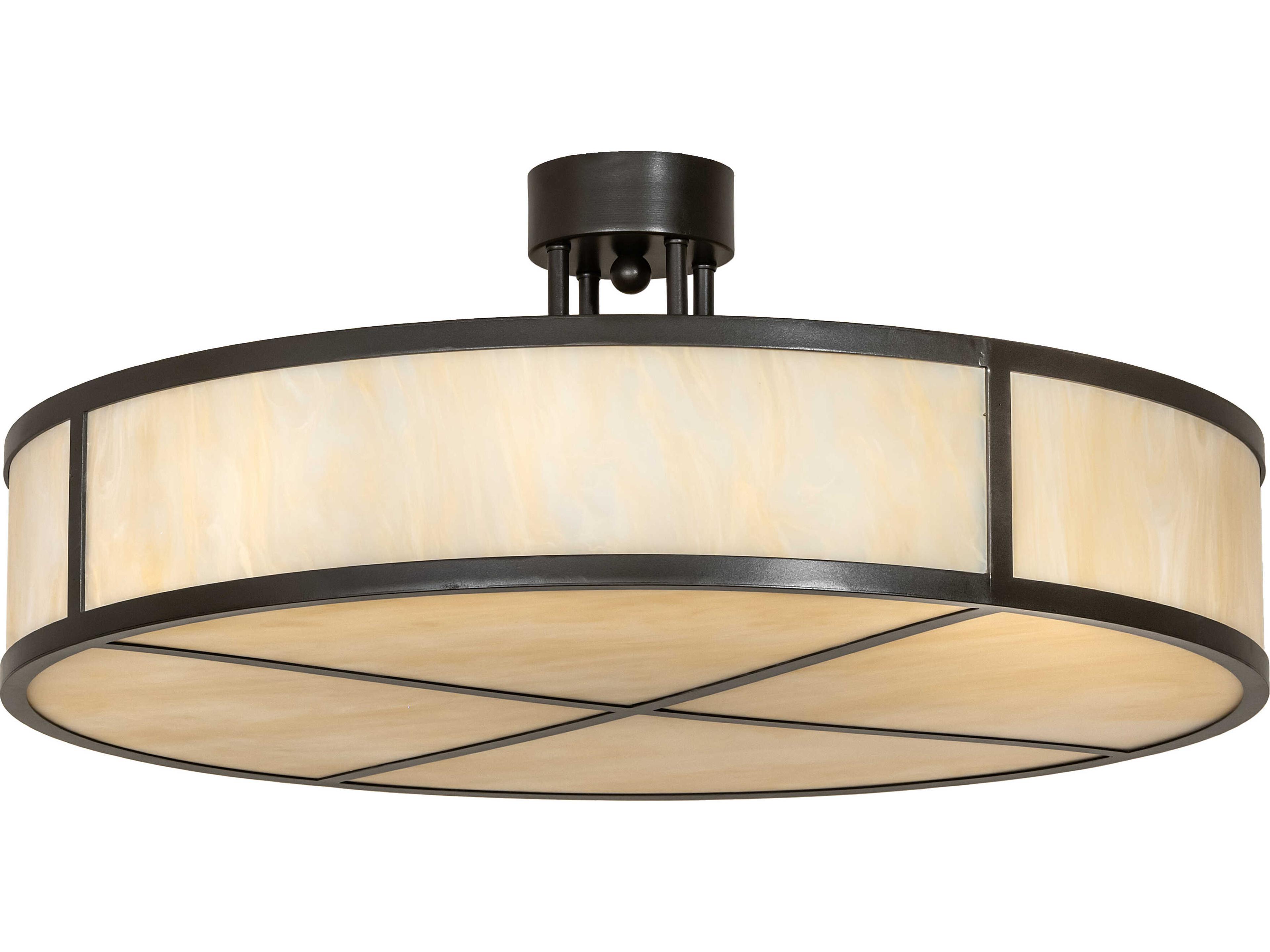 Meyda Cilindro 4-Light Sahara Taupe Idalight Bronze Semi Flush Mount