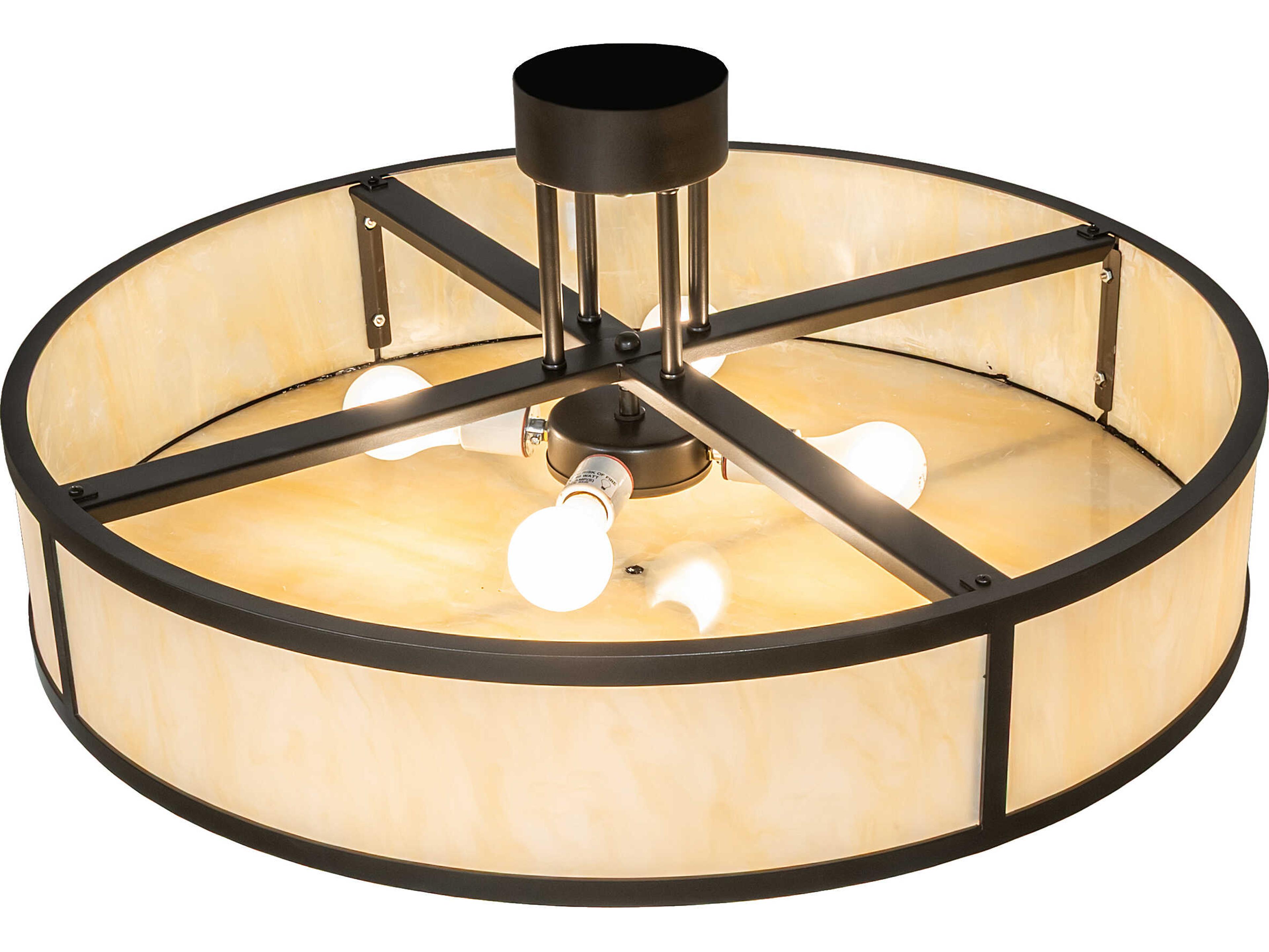 Meyda Cilindro 4-Light Sahara Taupe Idalight Bronze Semi Flush Mount